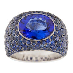 Alex Jona Tanzanite Blue Sapphire White Gold Band Ring