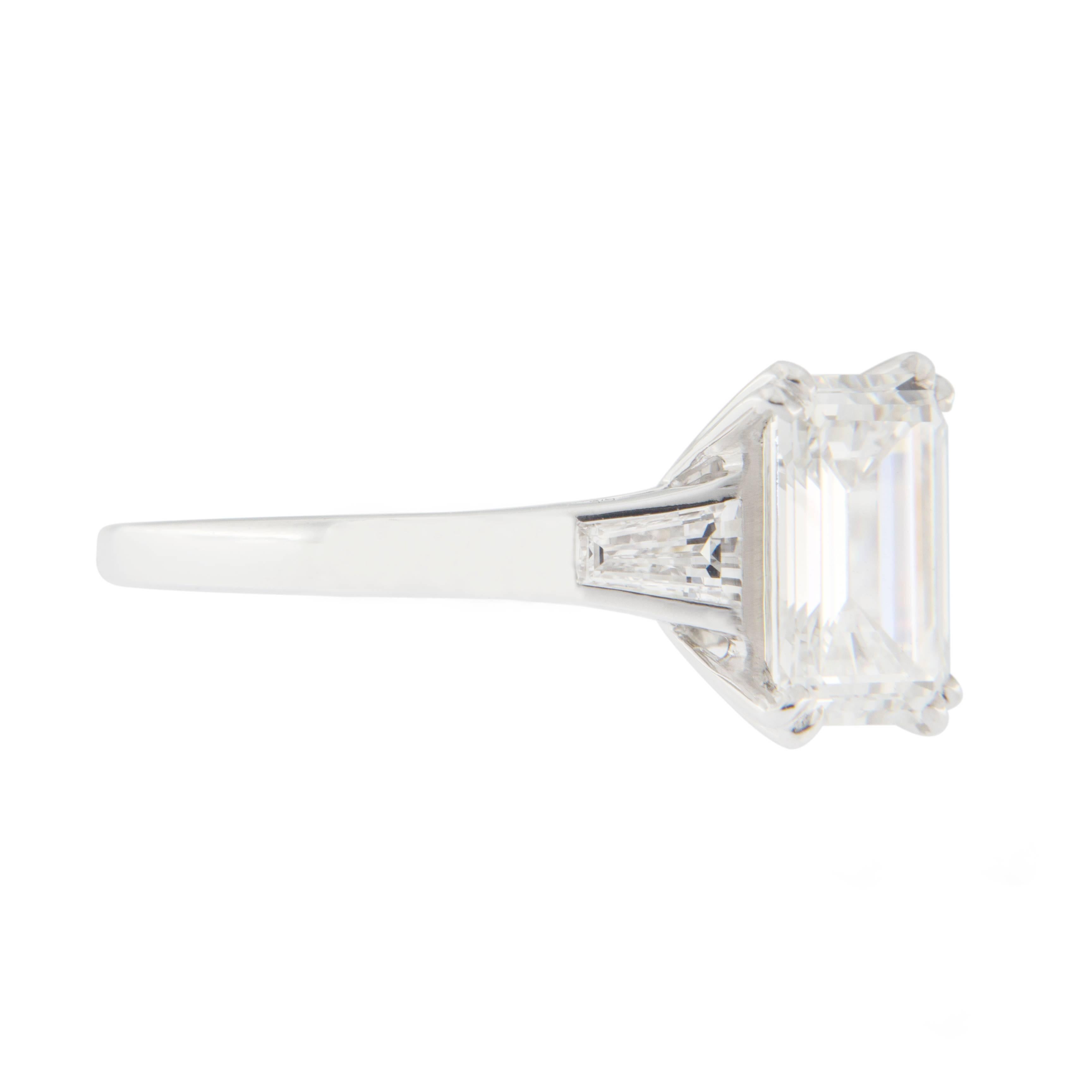 Jona Three-Stone Engagement Ring 2.14 Ct. Emerald Cut White Diamond GIA Cert 2