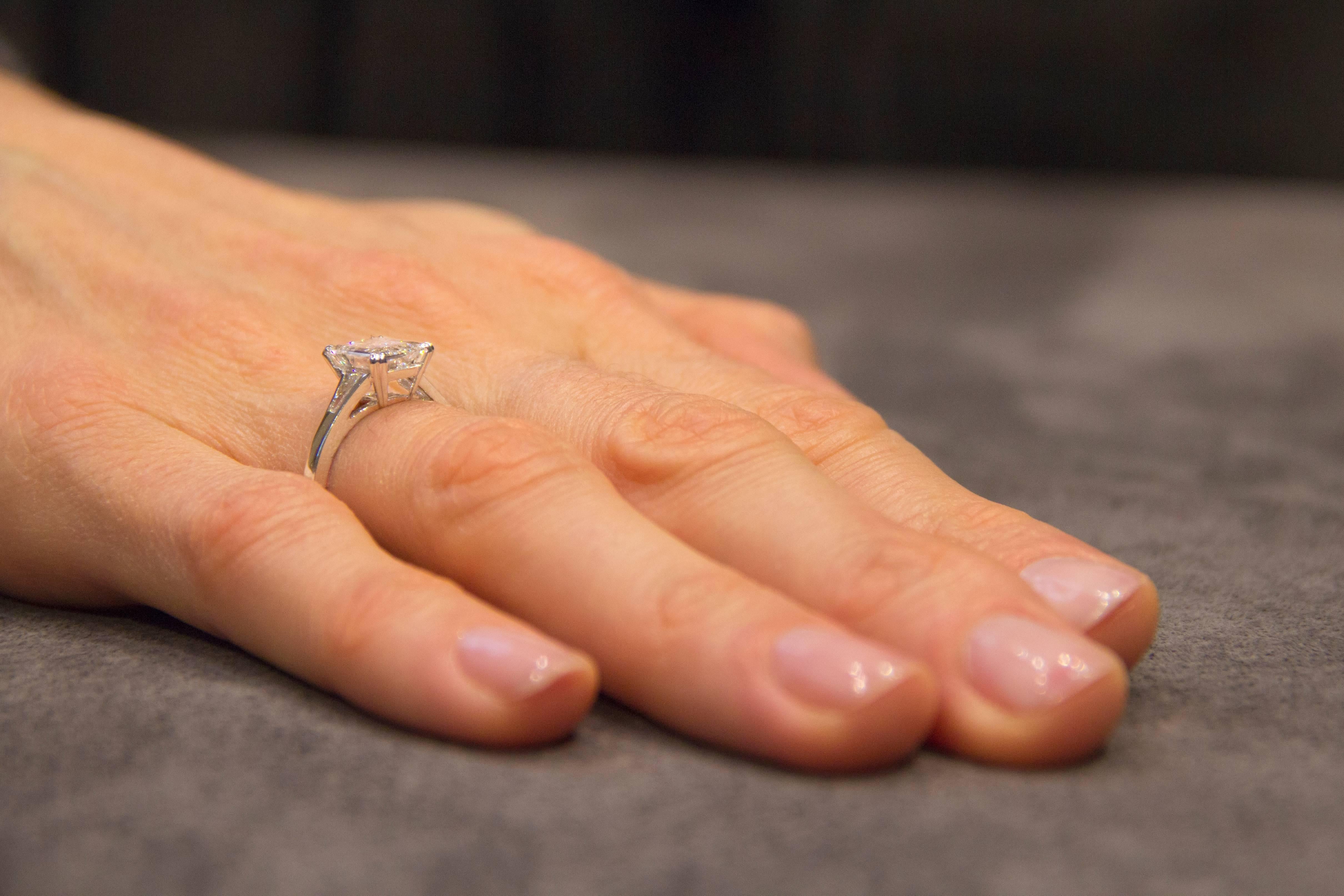 Jona Three-Stone Engagement Ring 2.14 Ct. Emerald Cut White Diamond GIA Cert 3