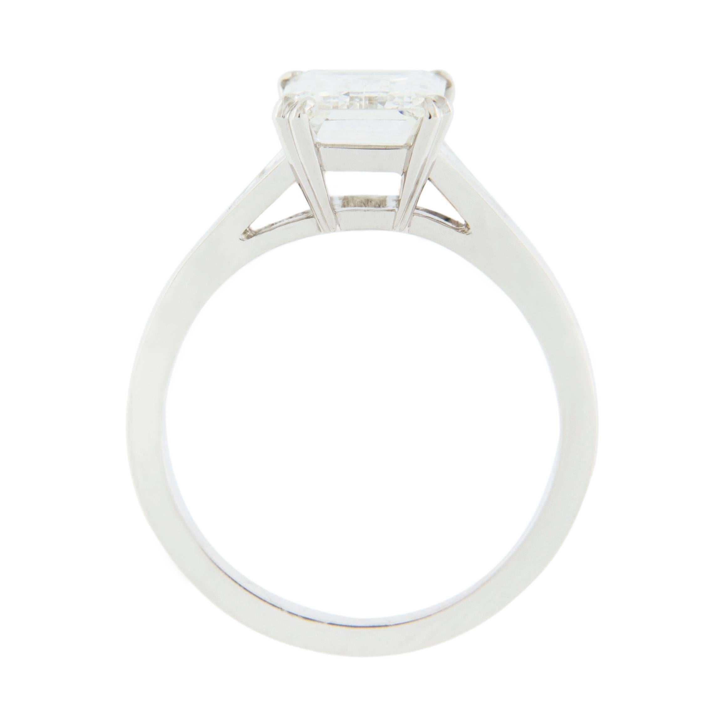 Jona Three-Stone Engagement Ring 2.14 Ct. Emerald Cut White Diamond GIA Cert 4