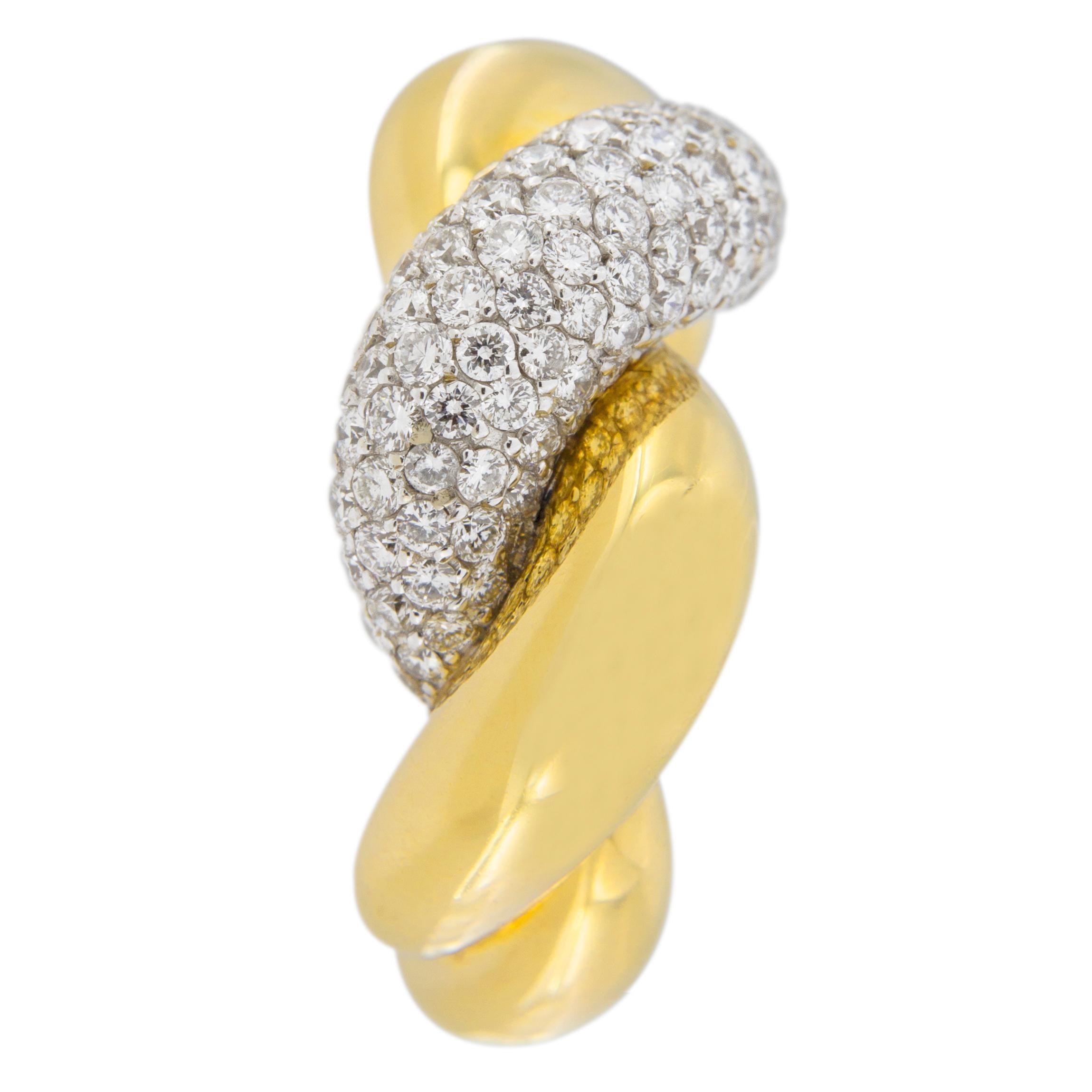Alex Jona Corda White Diamond 18 Karat Yellow Gold Cocktail Ring 2