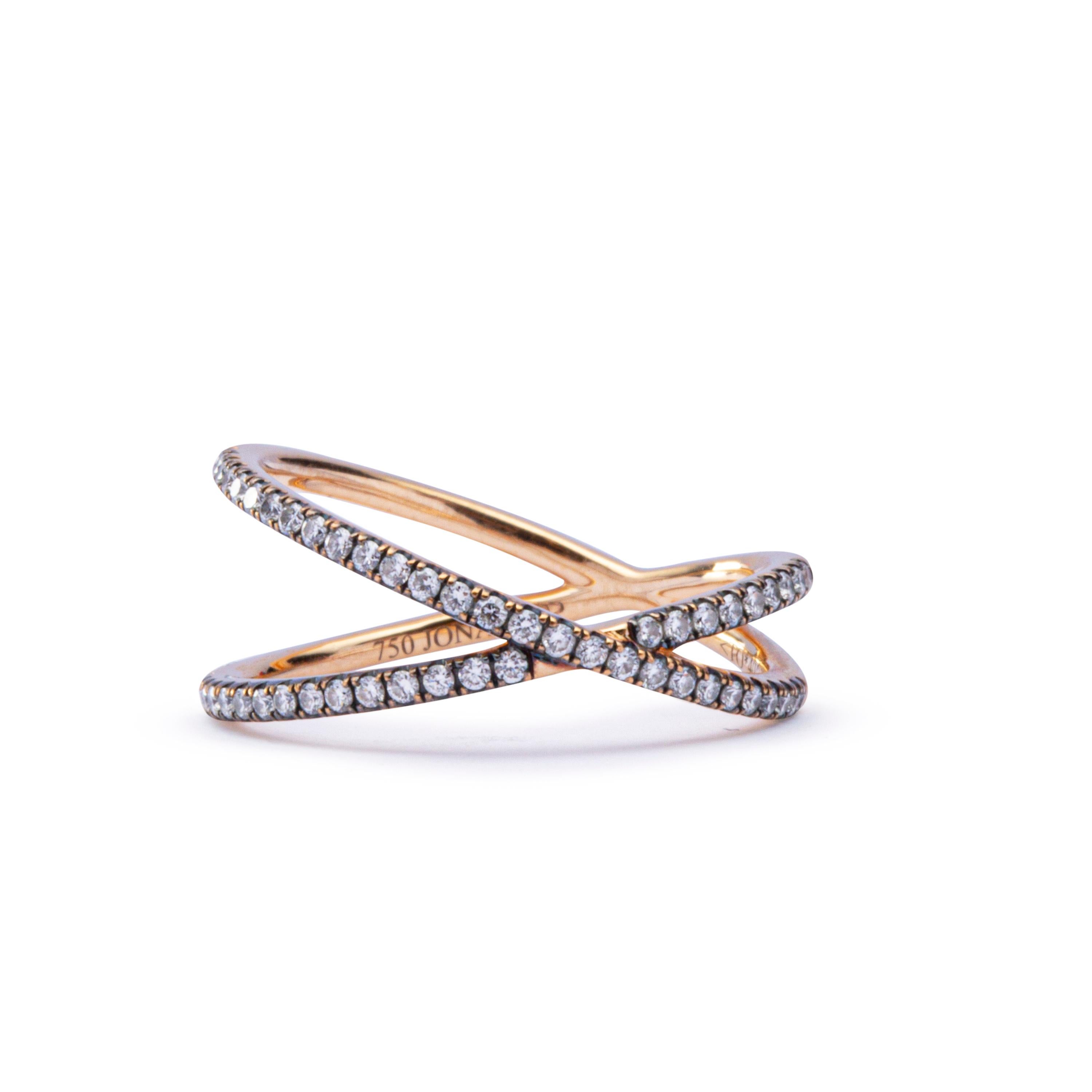 Jona Twiggy White Diamond 18 Karat Rose Gold Ring 2