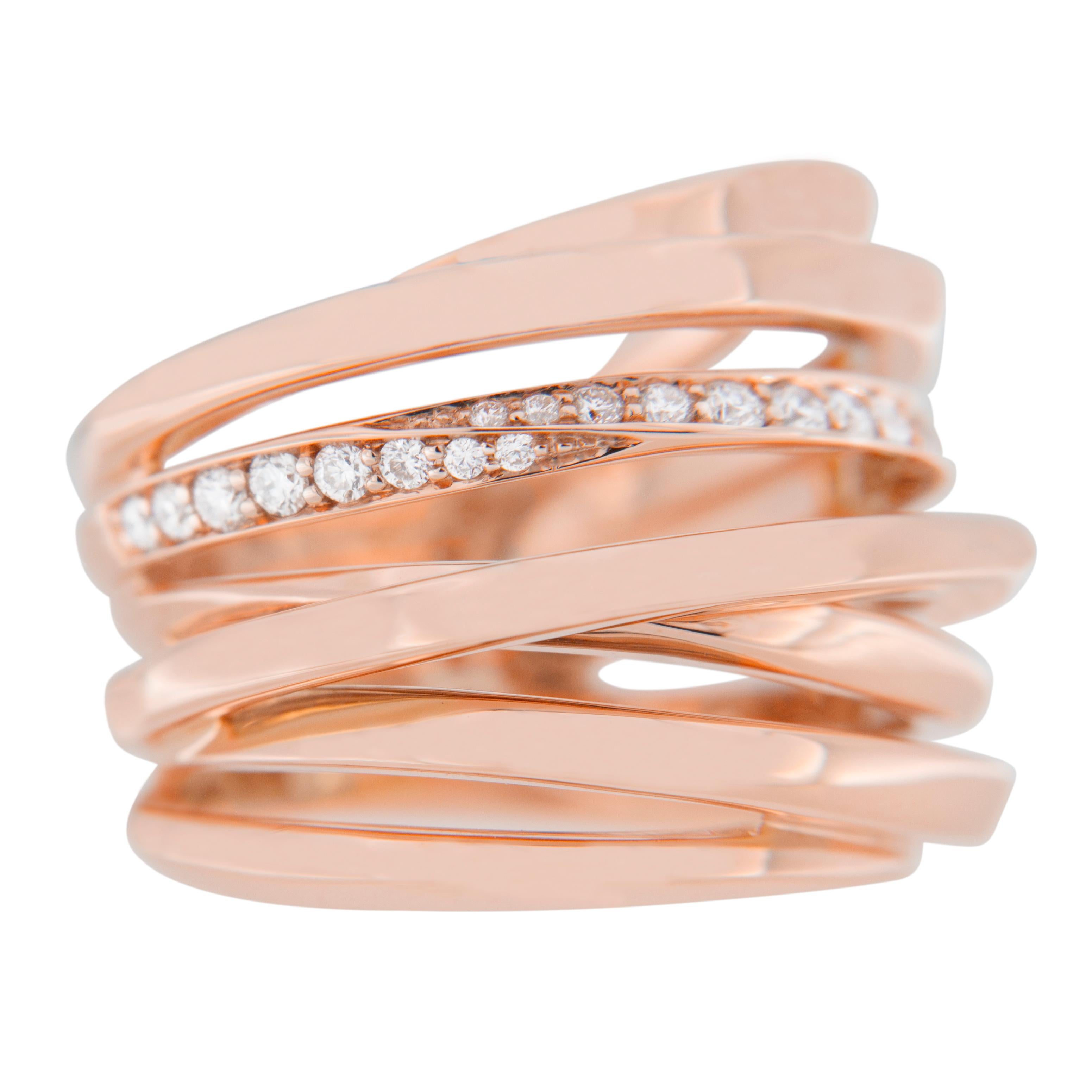 Women's or Men's Jona White Diamond 18 Karat Rose Gold Band Ring