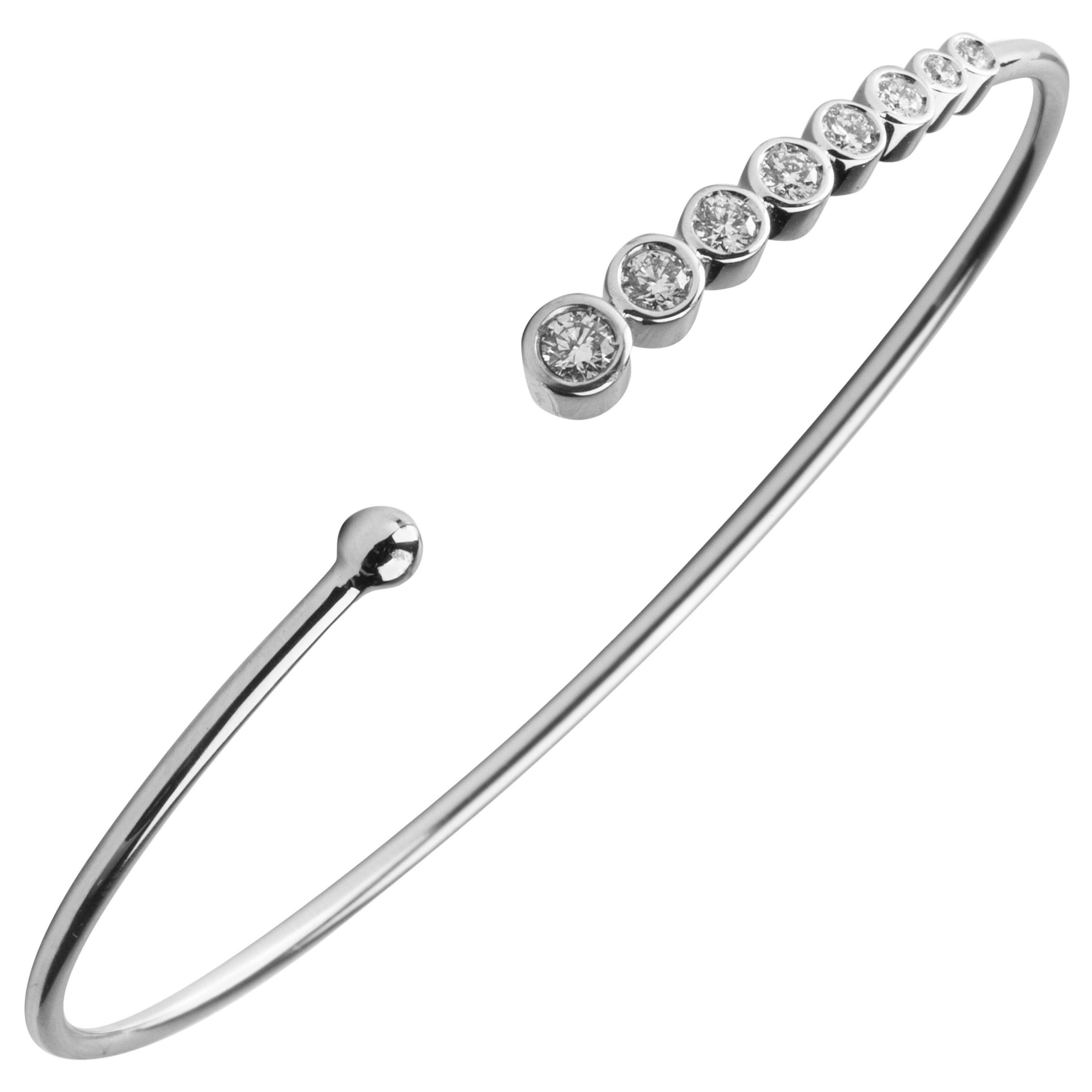 Alex Jona White Diamond 18 Karat White Gold Bangle Bracelet For Sale at