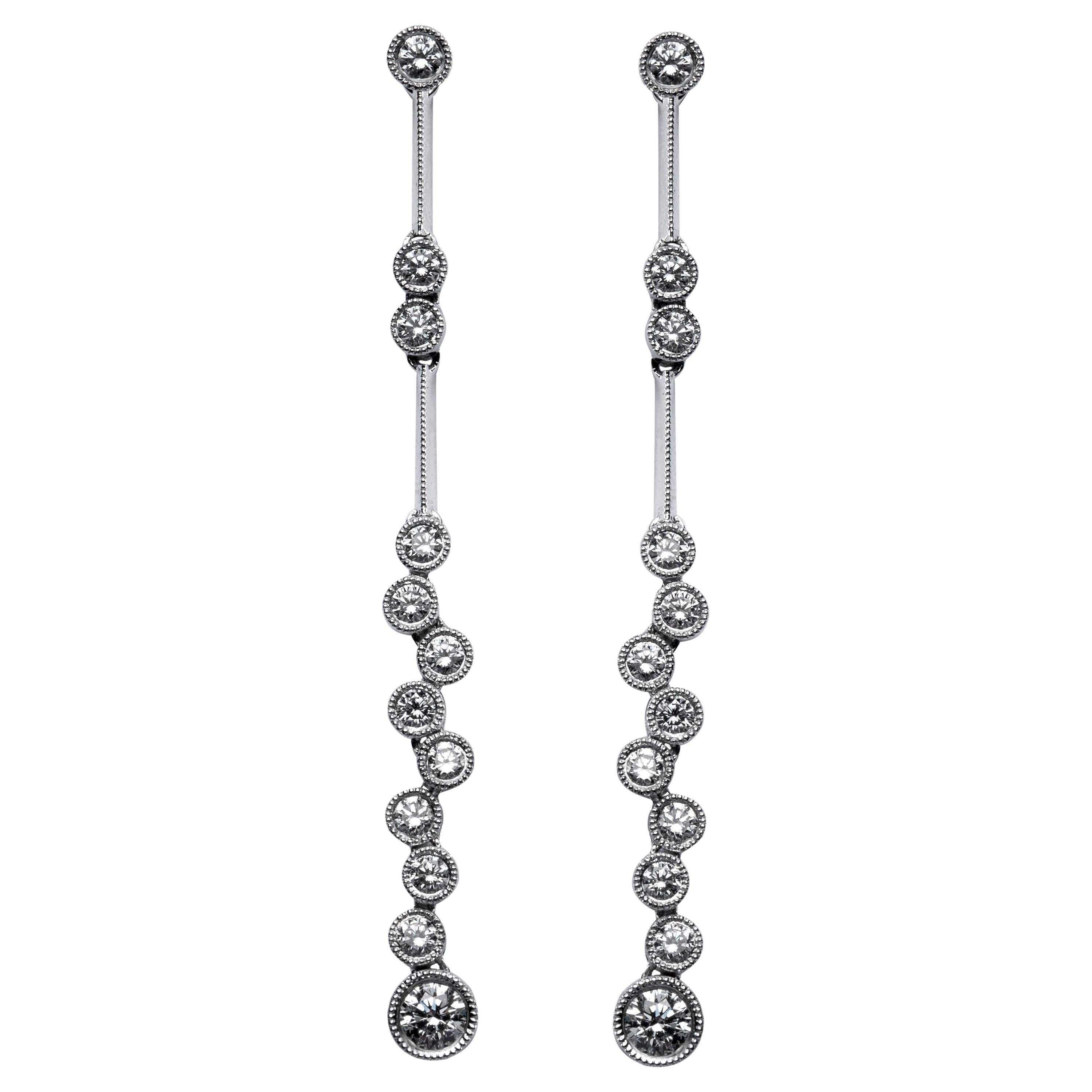 Tiffany and Co. Style Diamond White Gold Bubble Drop Earrings at