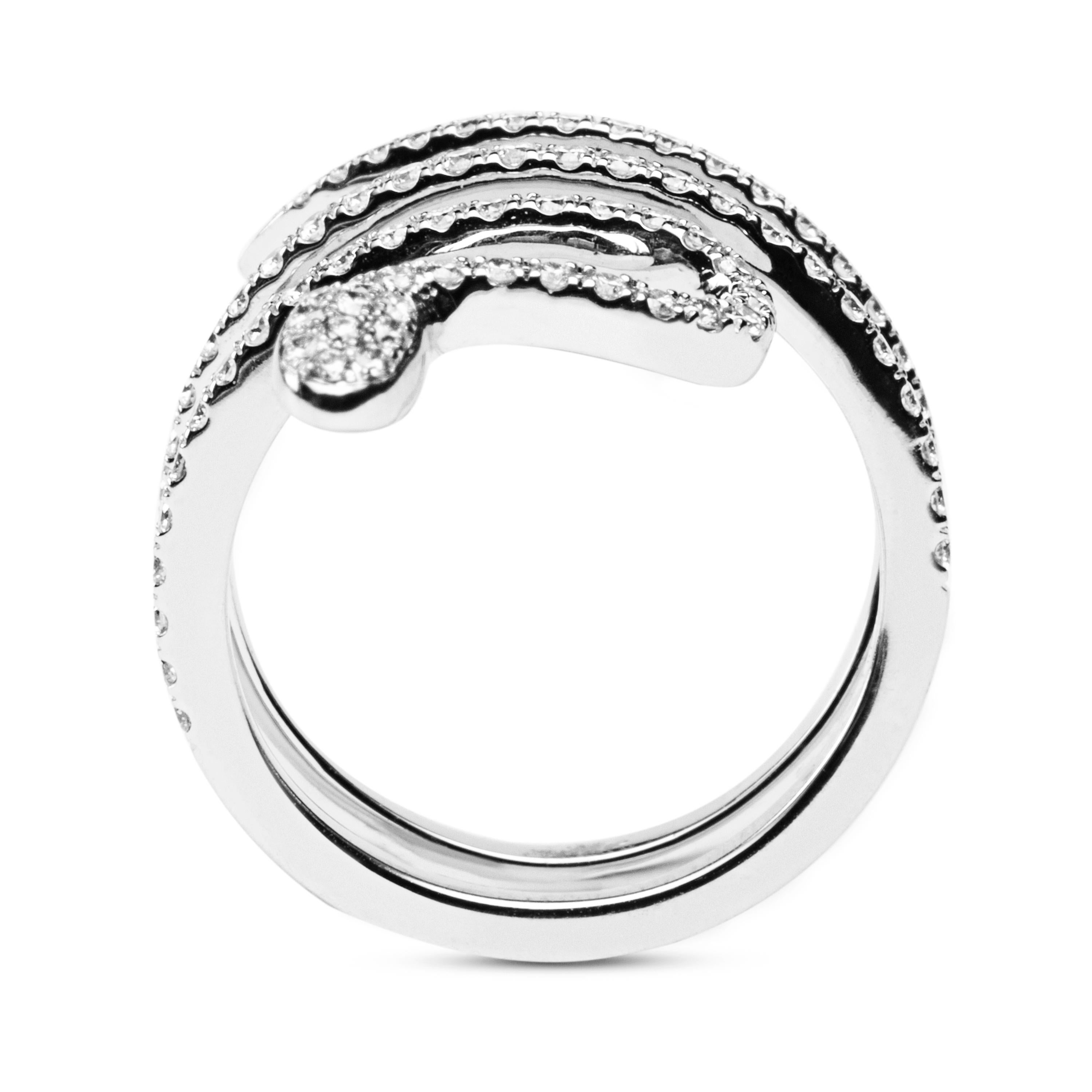 Women's Alex Jona White Diamond 18 Karat White Gold Coil Snake Ring