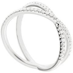 Alex Jona Twiggy White Diamond 18 Karat White Gold Crossover Ring