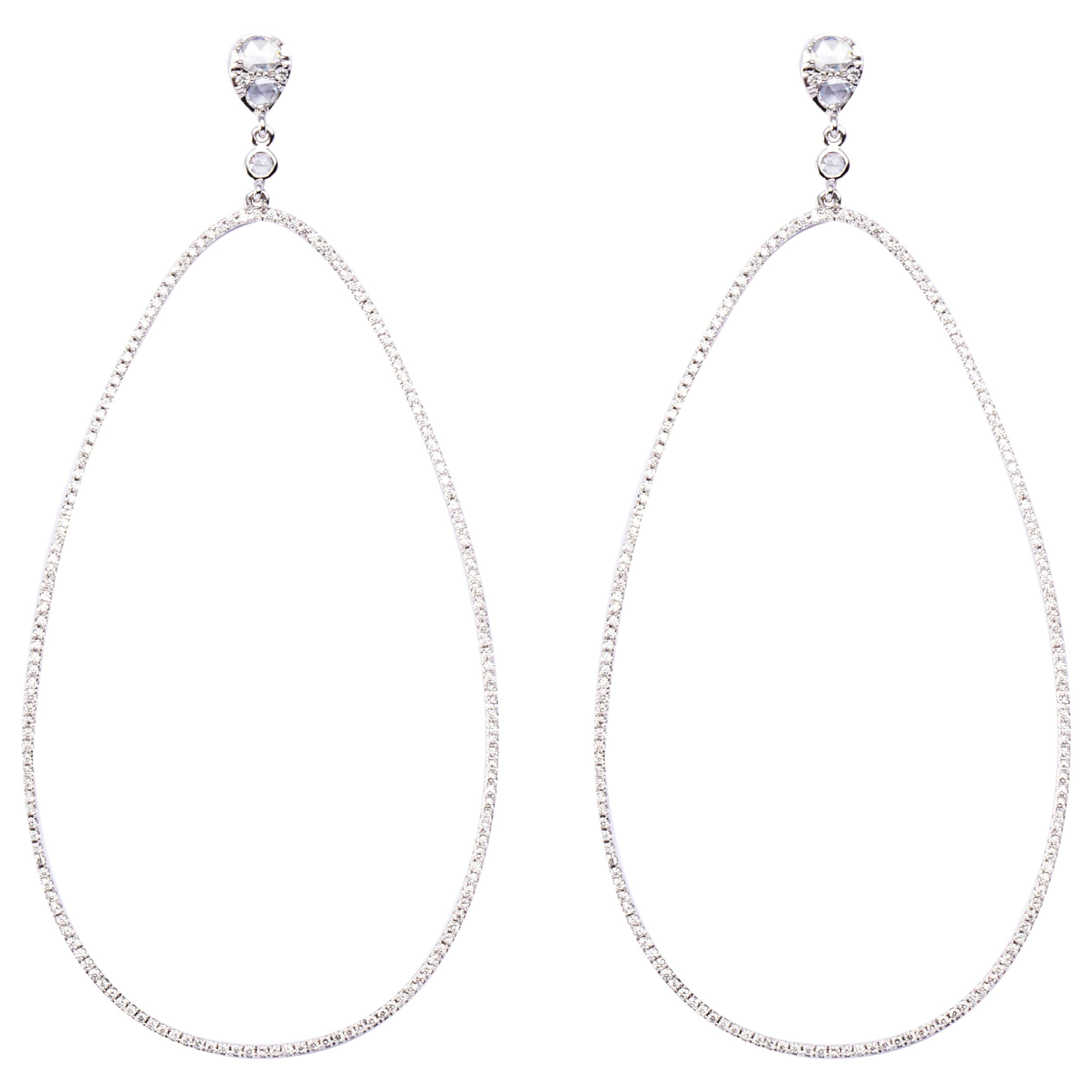 Alex Jona White Diamond 18 Karat White Gold Dangle Earrings For Sale