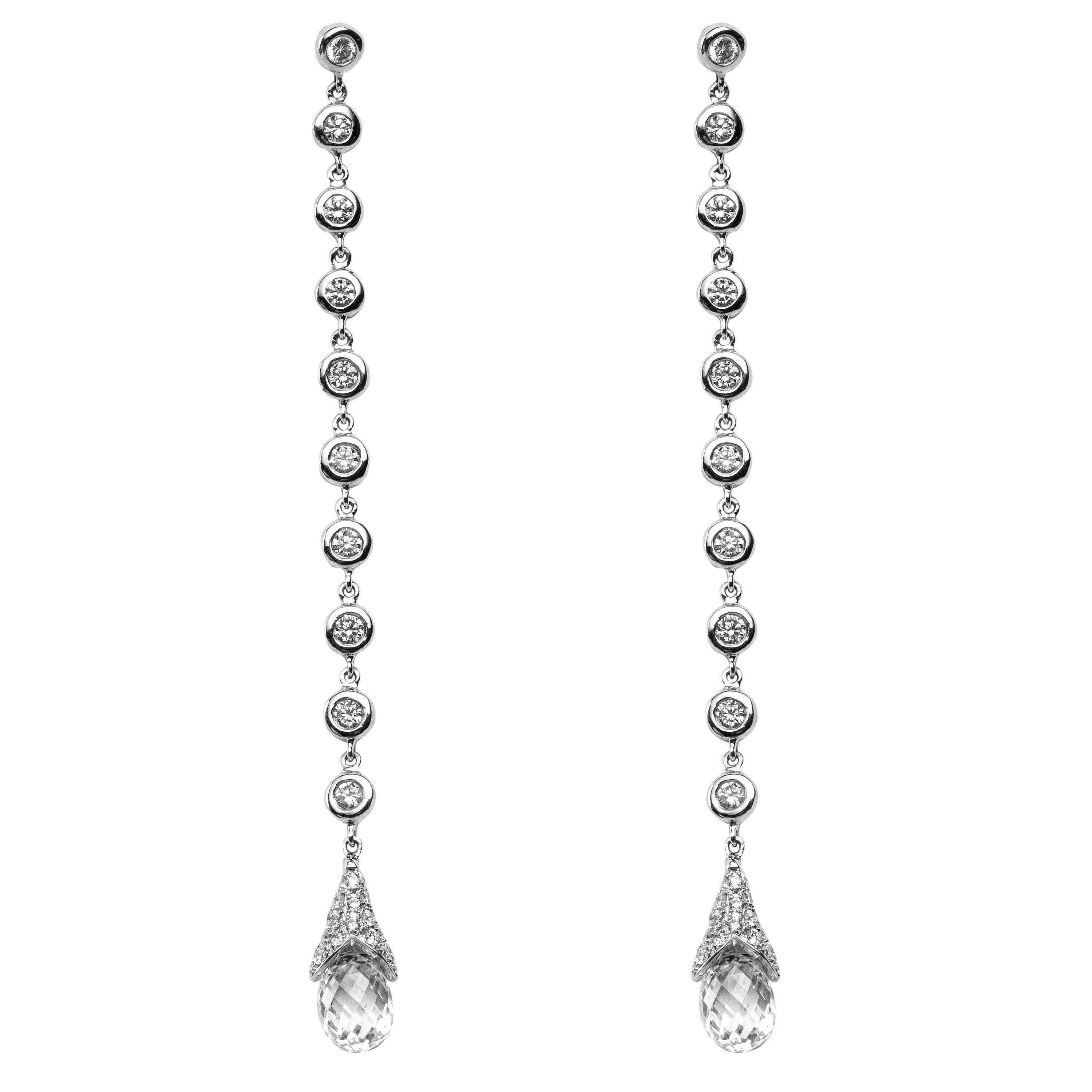 Alex Jona White Diamond 18 Karat White Gold Drop Earrings
