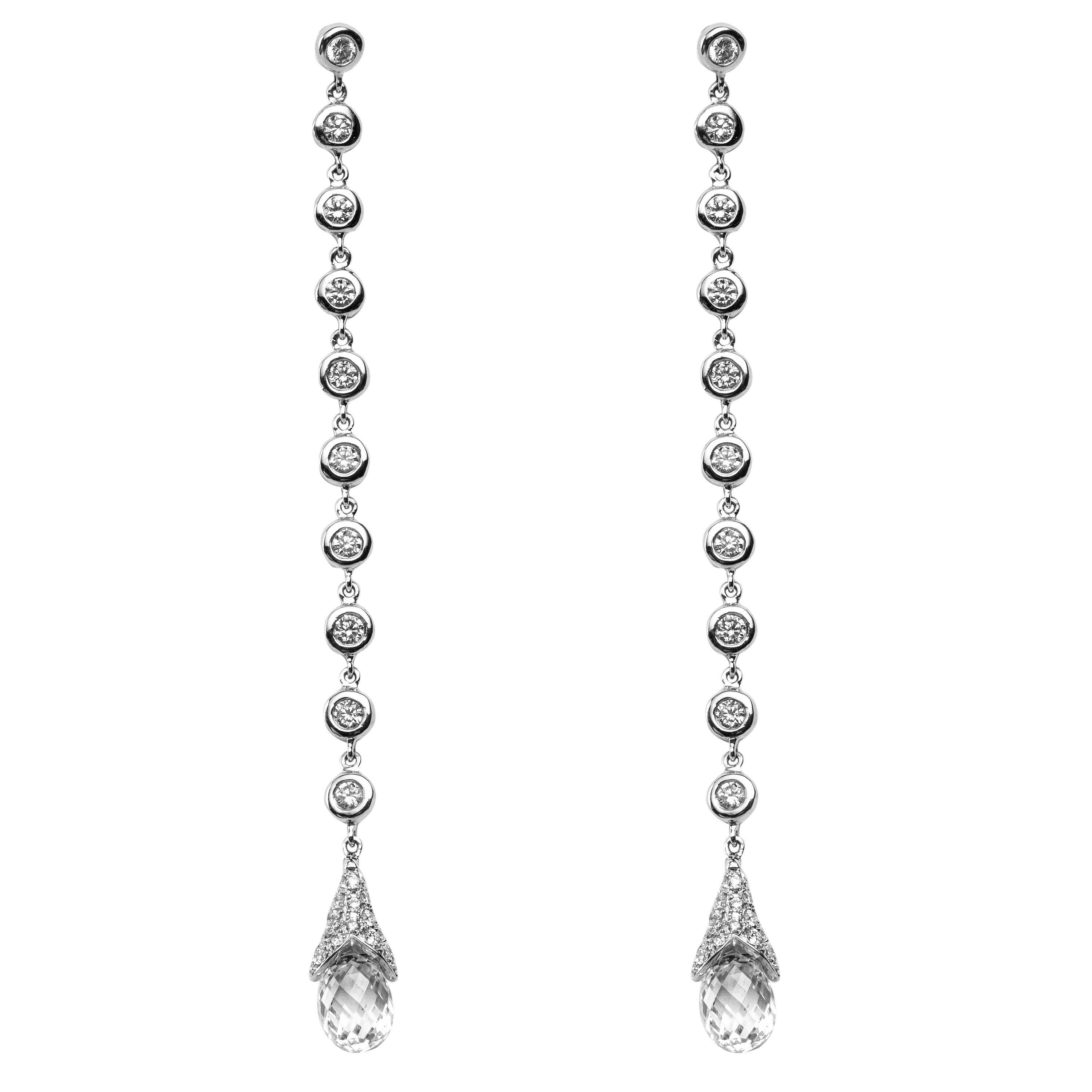 Alex Jona, boucles d'oreilles en goutte en or blanc 18 carats avec diamants blancs