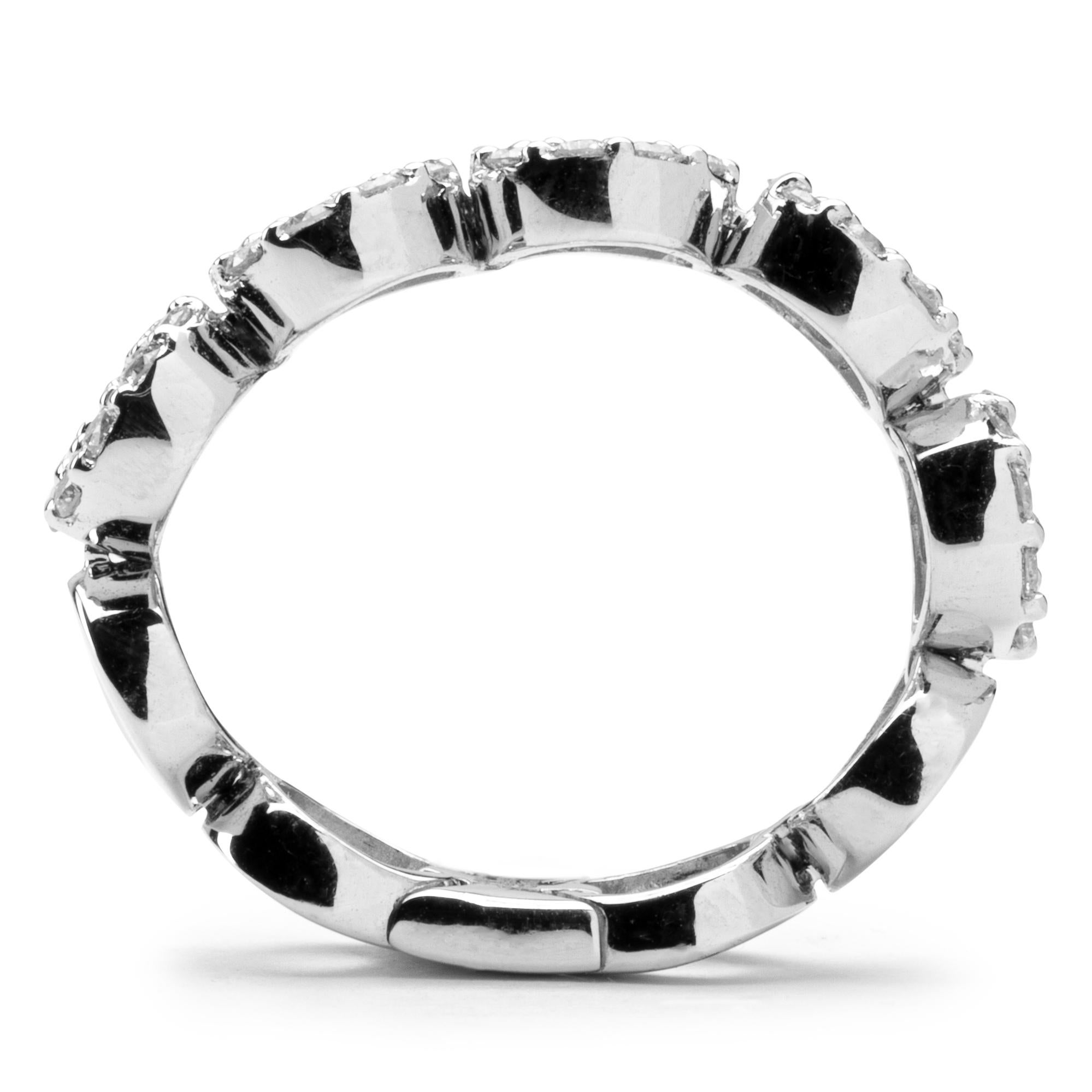 Alex Jona White Diamond 18 Karat White Gold Band Ring For Sale 1