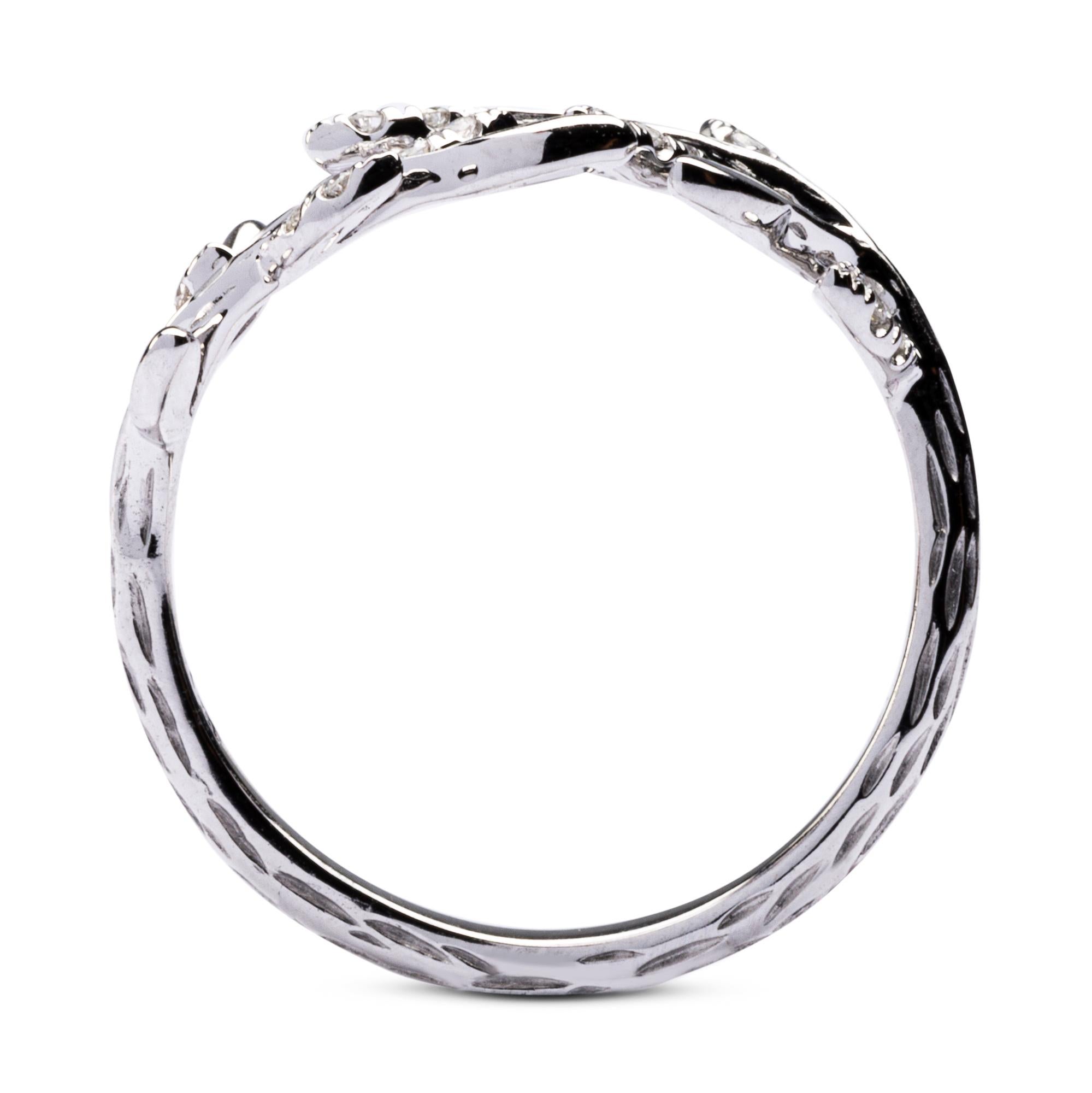 Women's Alex Jona White Diamond 18 Karat White Gold Foliage Ring