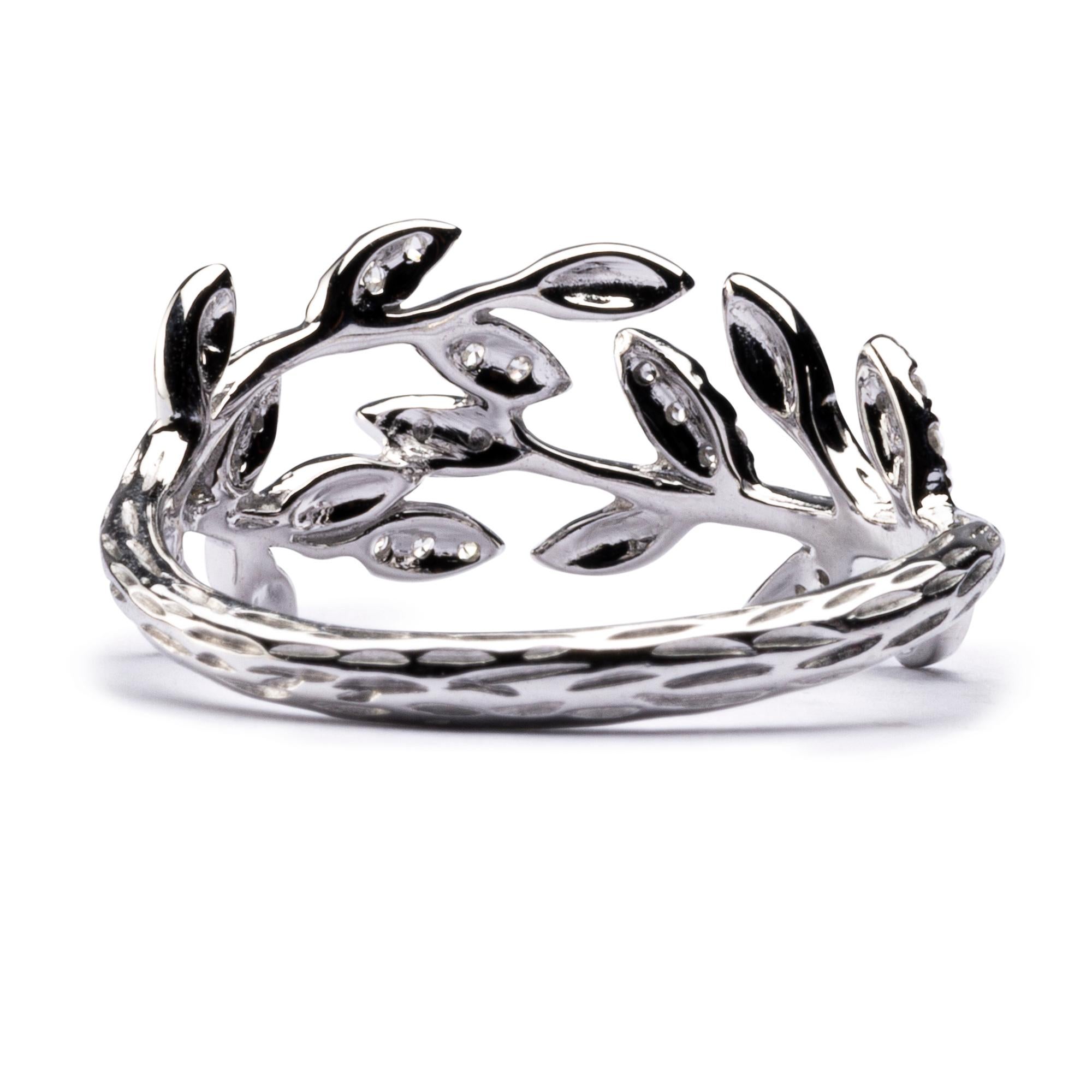 Alex Jona White Diamond 18 Karat White Gold Foliage Ring 1