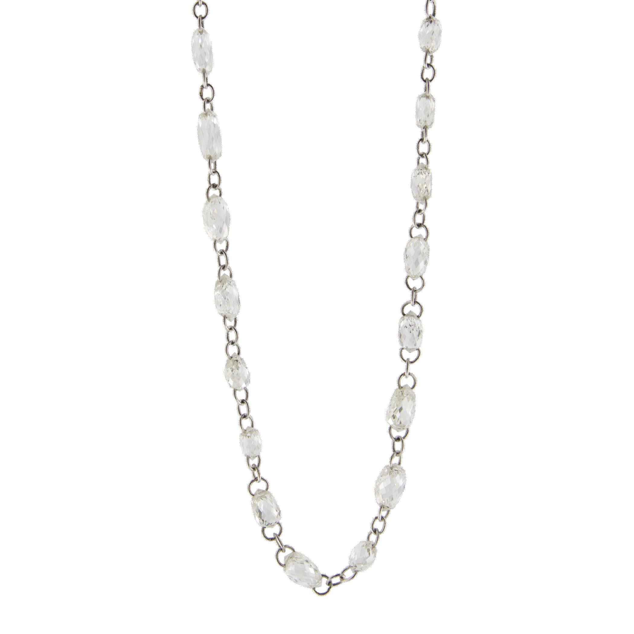 Jona White Diamond 18 Karat White Gold Thin Long Necklace In New Condition In Torino, IT