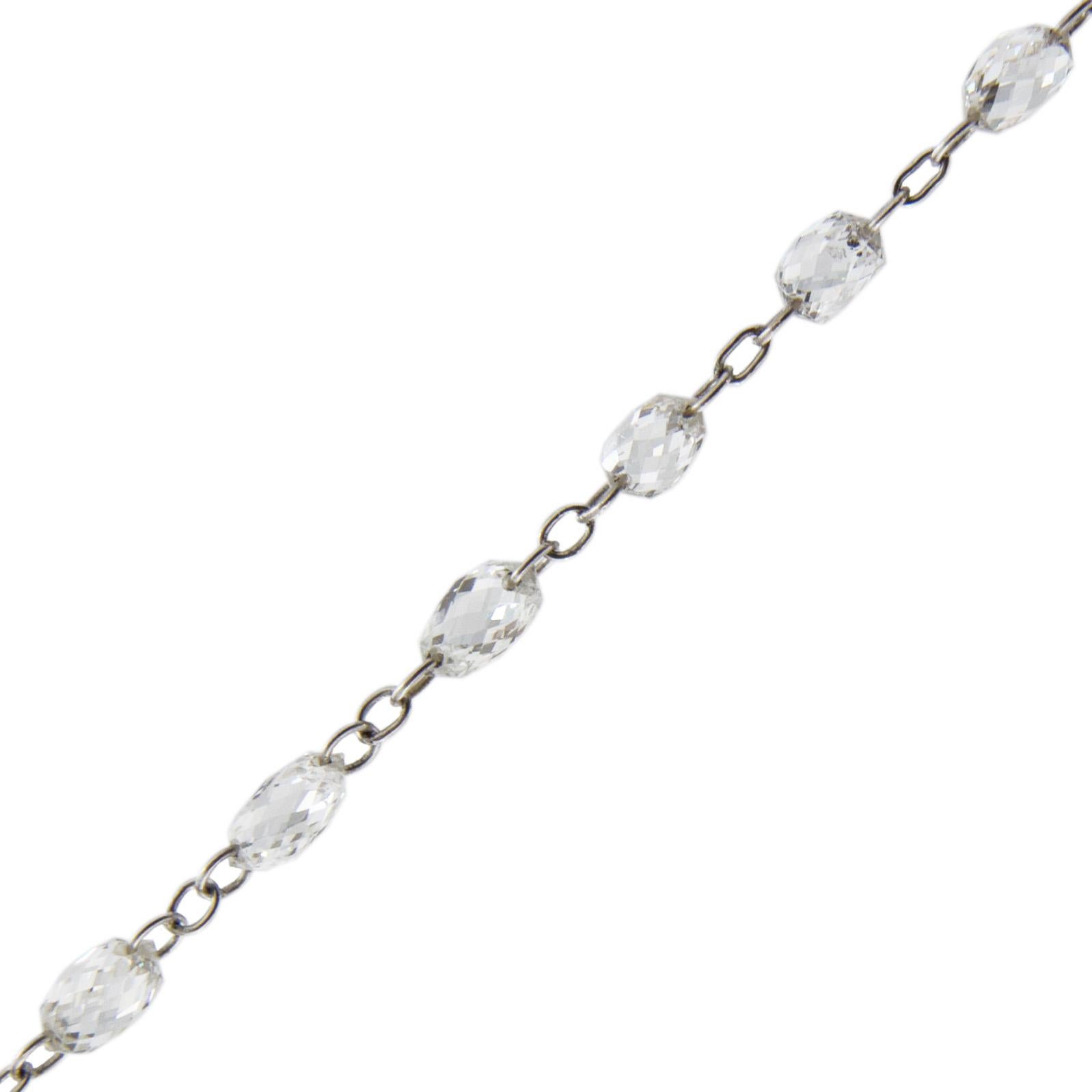 Women's or Men's Jona White Diamond 18 Karat White Gold Thin Long Necklace