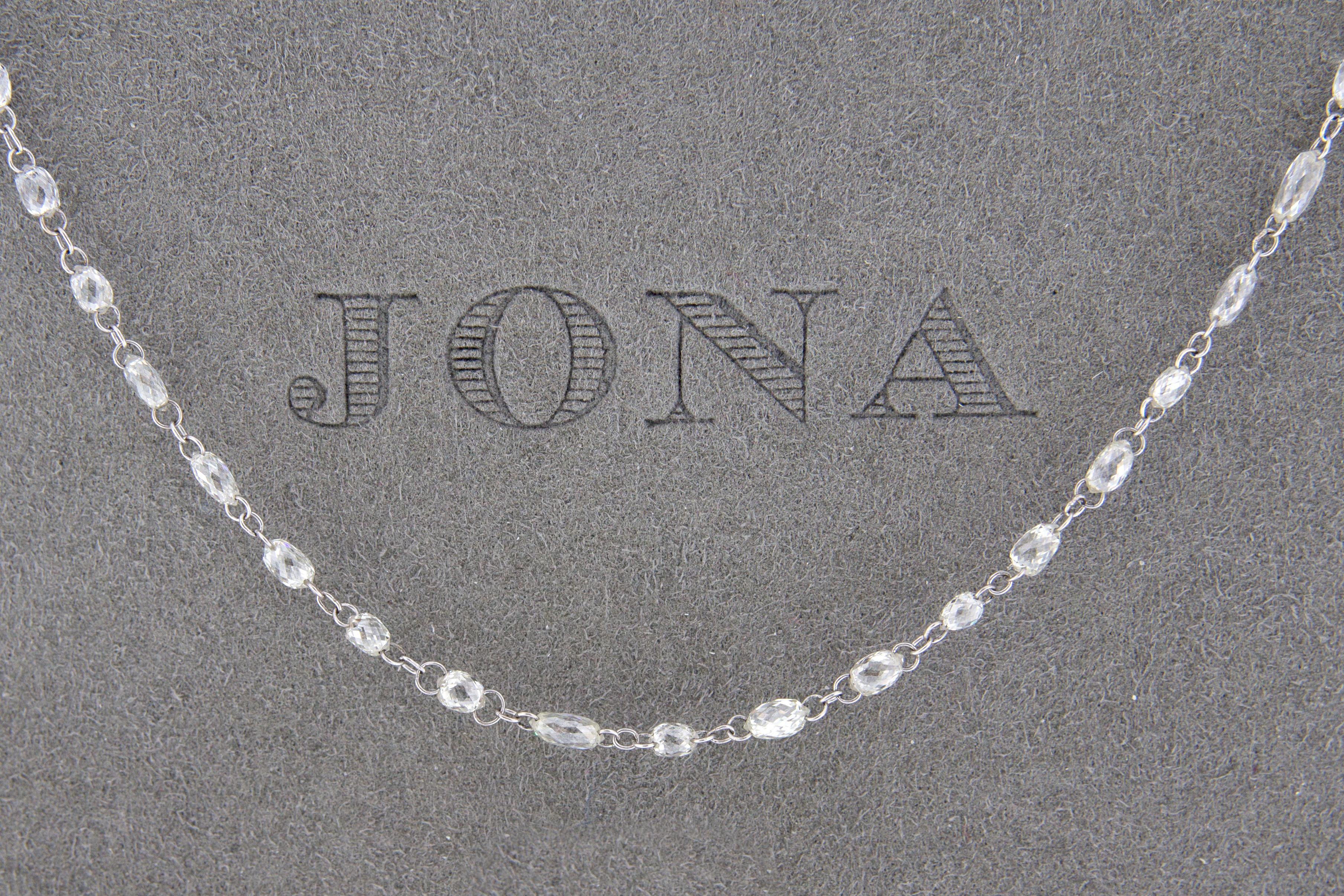 Jona White Diamond 18 Karat White Gold Thin Long Necklace 2