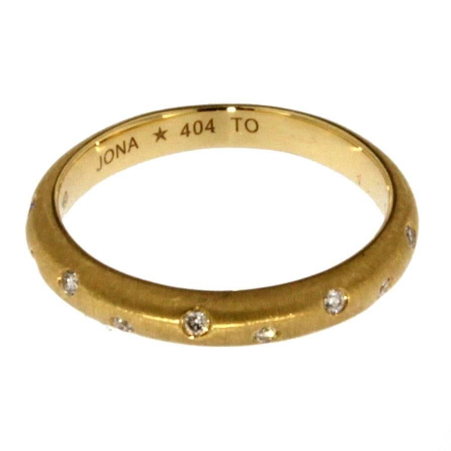 Women's Alex Jona White Diamond 18 Karat Yellow Gold Band Ring