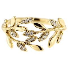 Alex Jona White Diamond 18 Karat Yellow Gold Foliage Ring