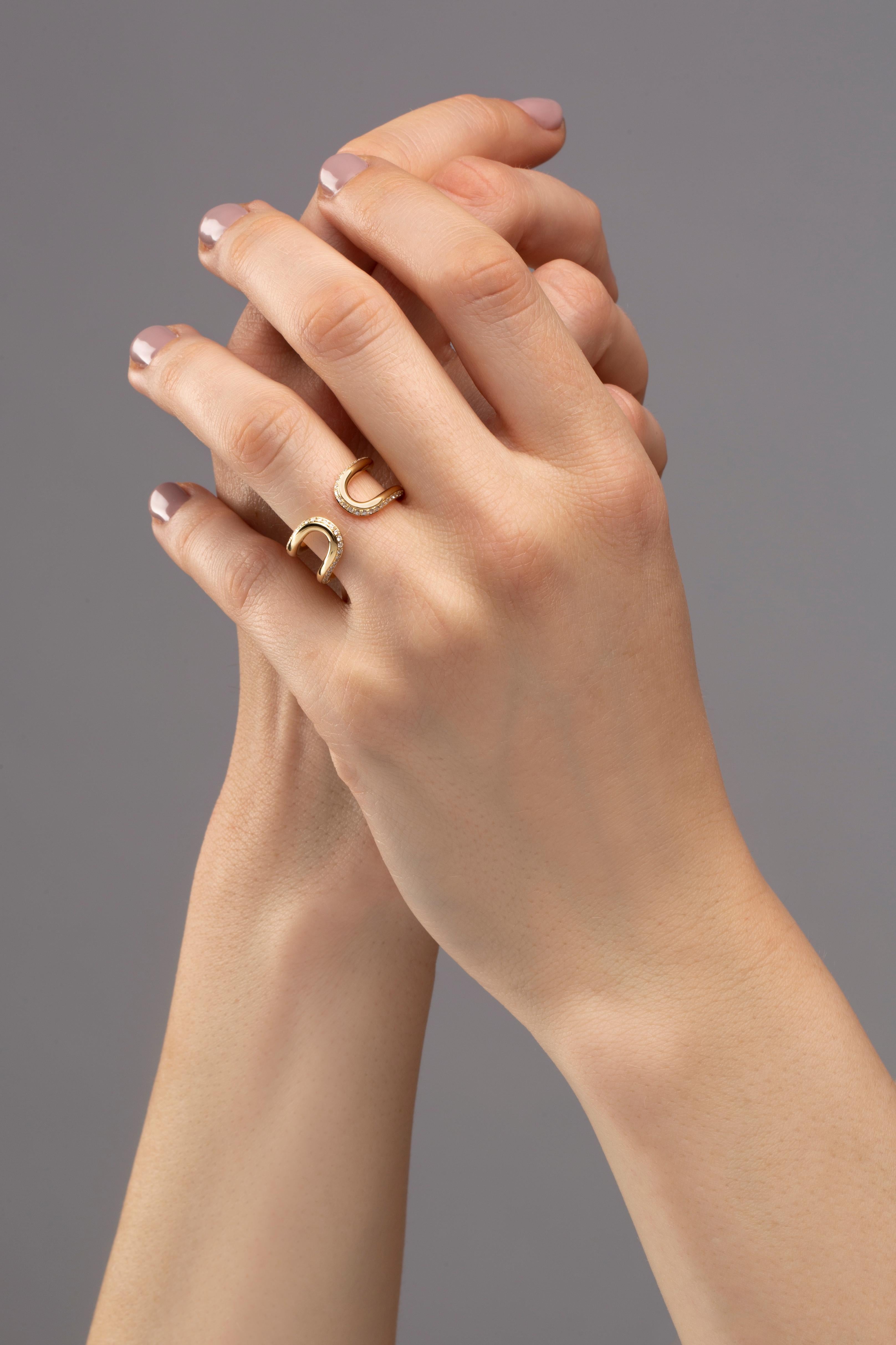 Offener Ring von Alex Jona aus 18 Karat Gelbgold mit weißen Diamanten (Zeitgenössisch) im Angebot