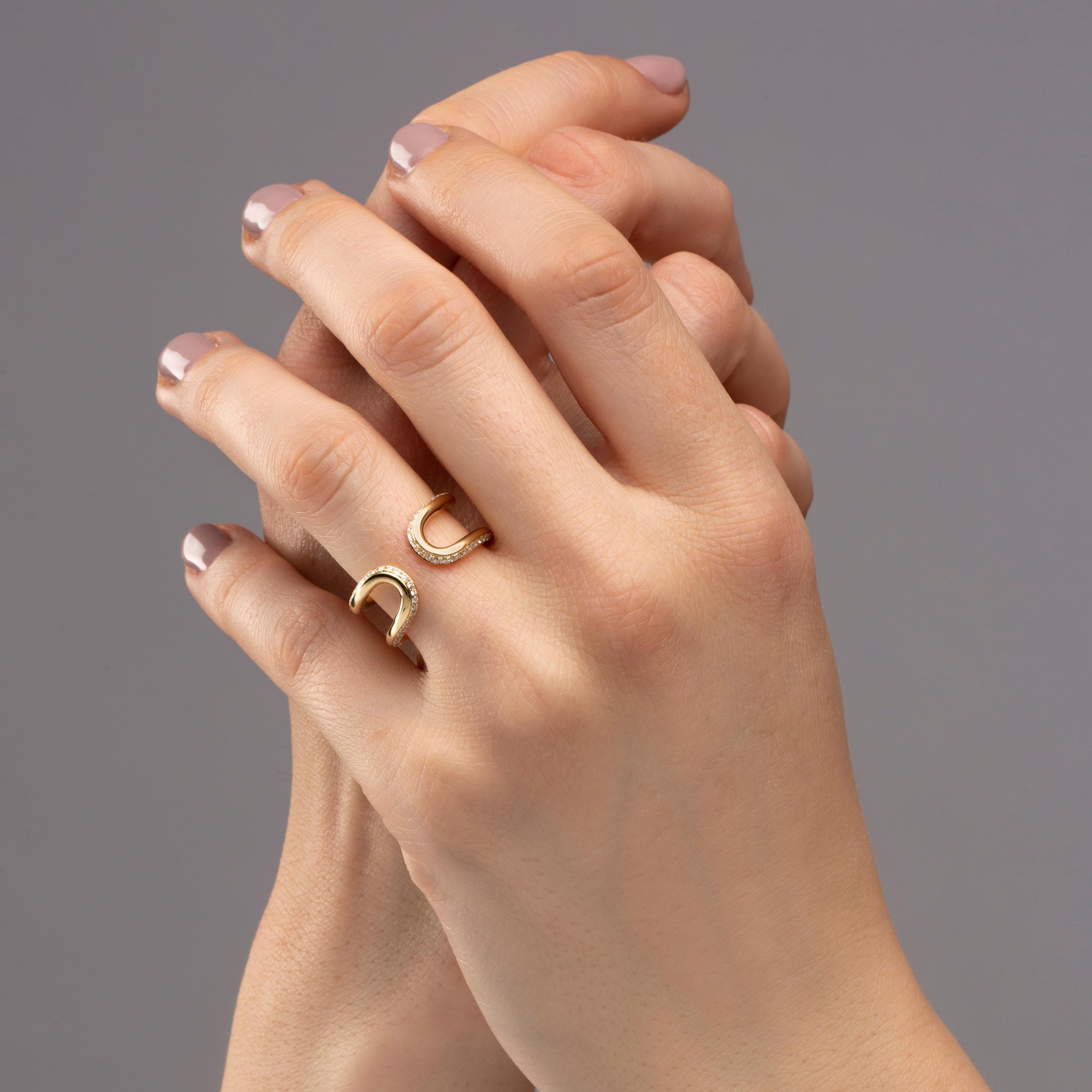 Offener Ring von Alex Jona aus 18 Karat Gelbgold mit weißen Diamanten im Zustand „Neu“ im Angebot in Torino, IT