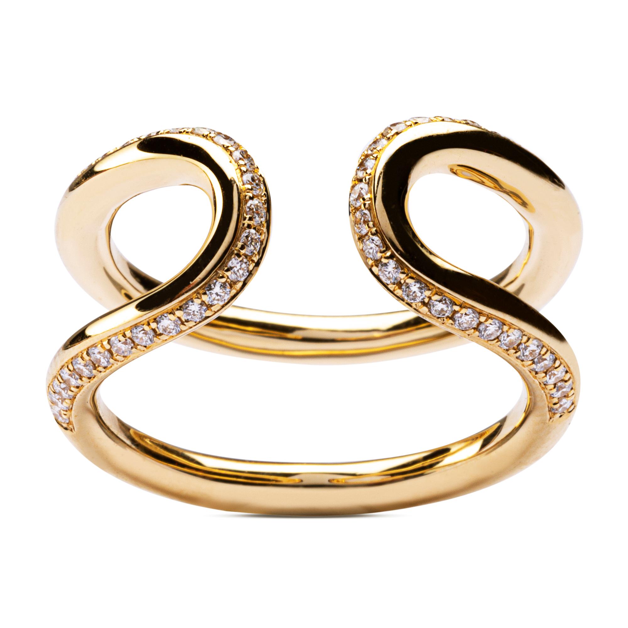 Offener Ring von Alex Jona aus 18 Karat Gelbgold mit weißen Diamanten Damen im Angebot