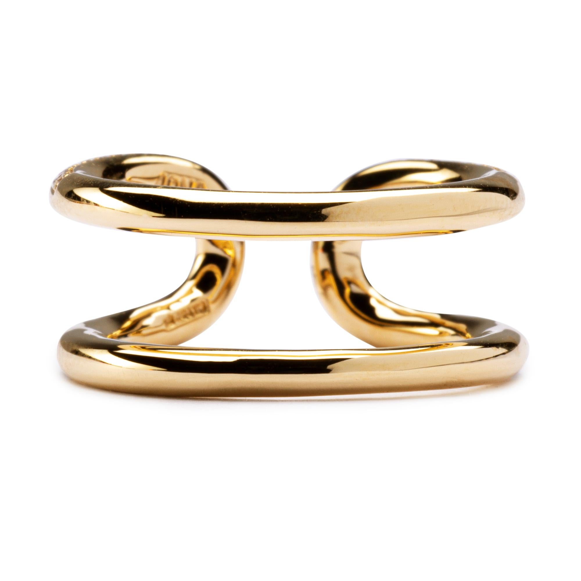 Women's Alex Jona White Diamond 18 Karat Yellow Gold Open Band Ring For Sale