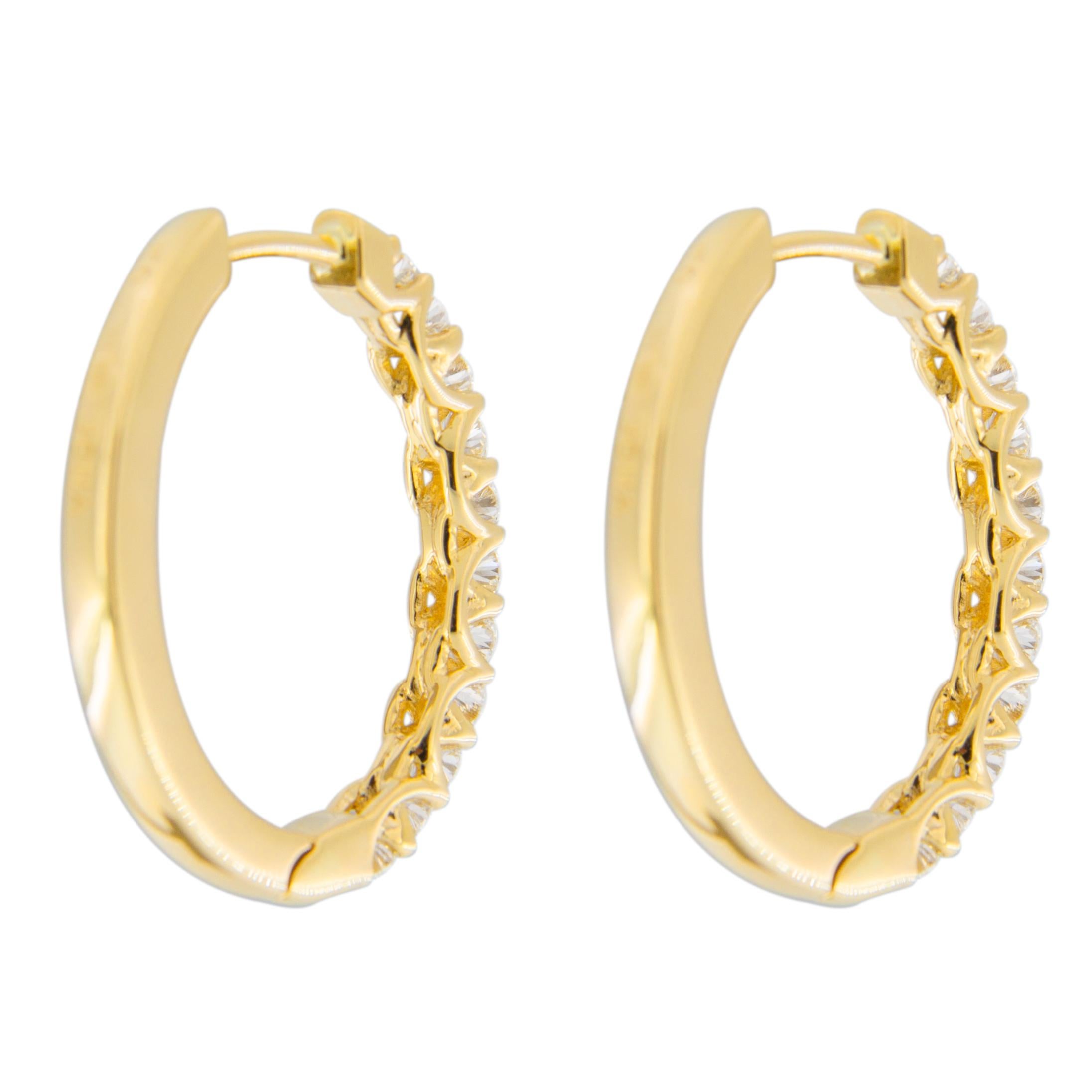 Jona White Diamond 18 Karat Yellow Gold Oval Hoop Earrings Damen