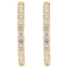 Jona White Diamond 18 Karat Yellow Gold Oval Hoop Earrings