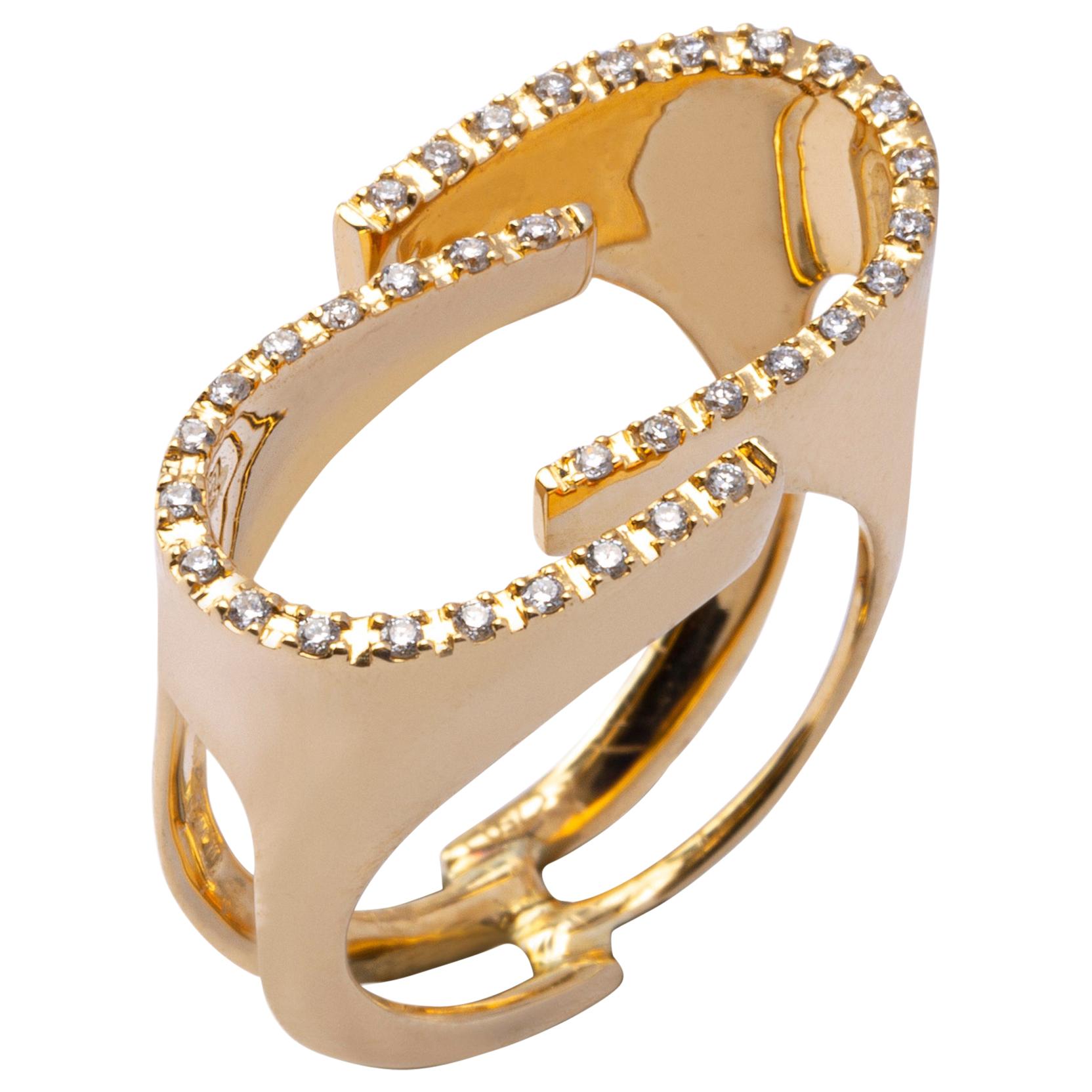 Jona White Diamond 18 Karat Yellow Gold Ring