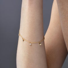 Alex Jona White Diamond 18 Karat Yellow Gold Star Chain Bracelet