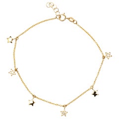 Alex Jona White Diamond 18 Karat Yellow Gold Star Chain Bracelet