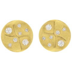 Jona White Diamond 18 Karat Yellow Gold Stud Earrings
