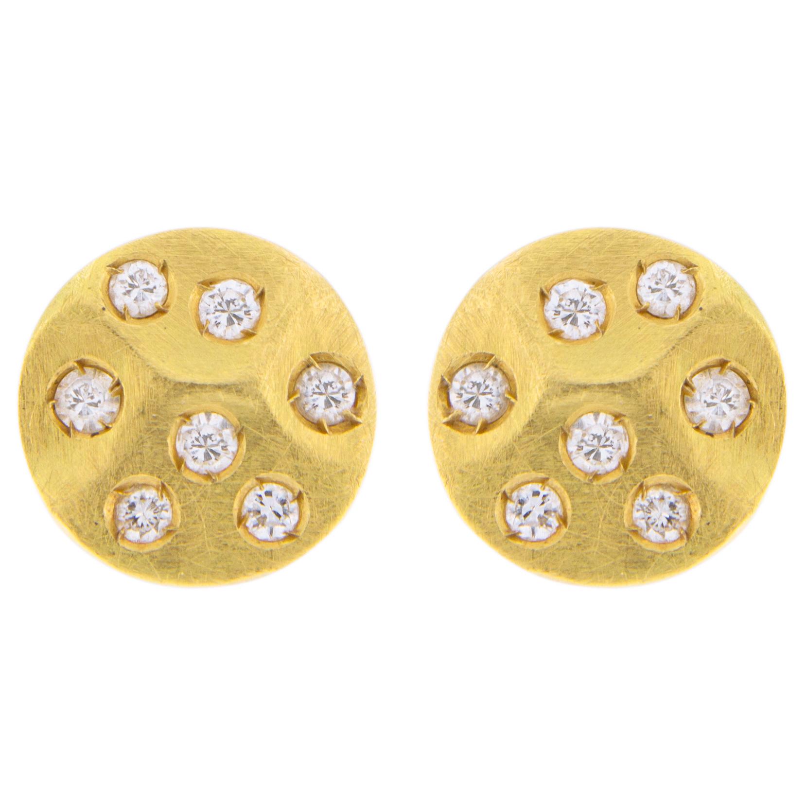 Jona White Diamond 18 Karat Yellow Gold Stud Earrings