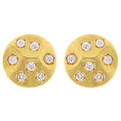 Jona White Diamond 18 Karat Yellow Gold Stud Earrings