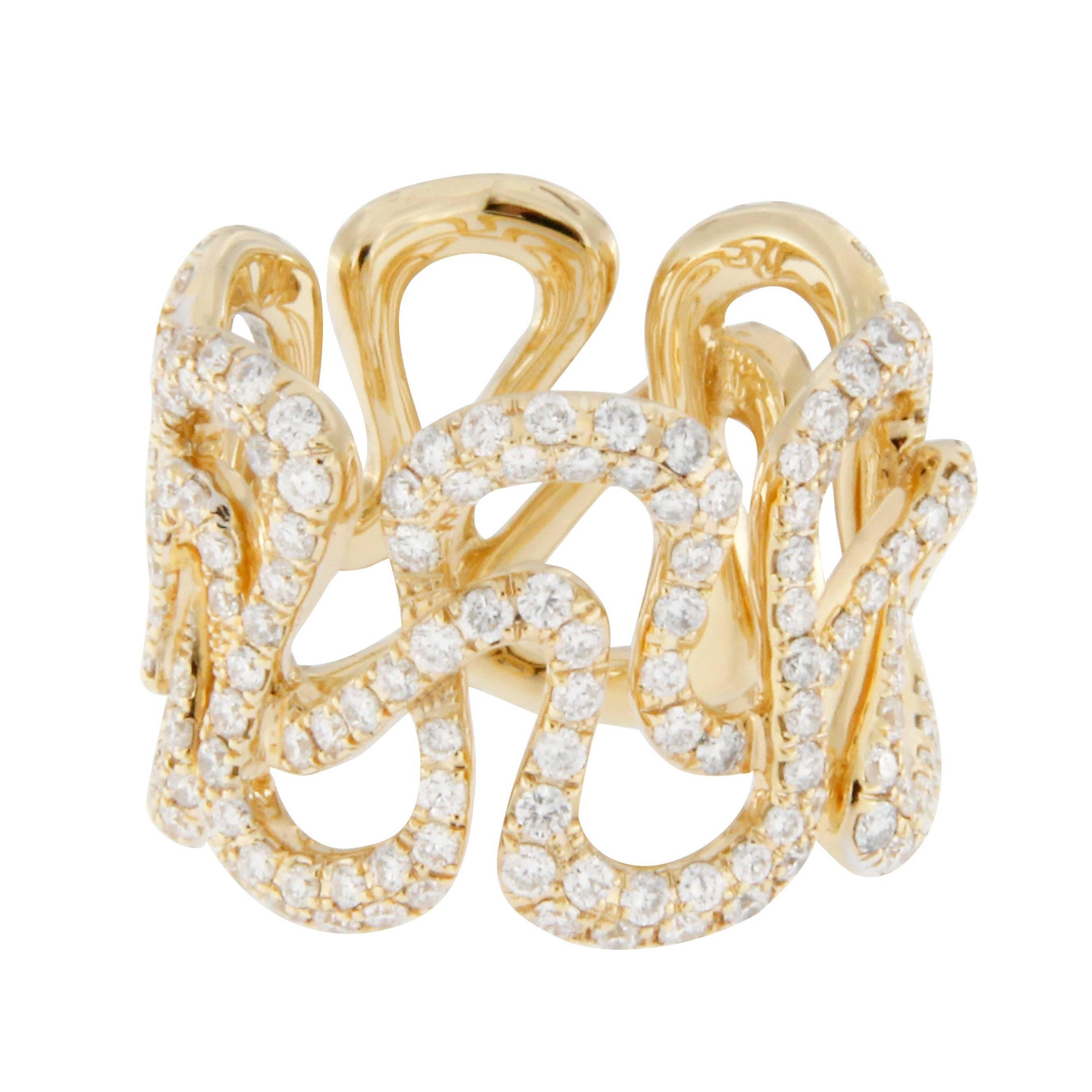 Jona White Diamond 18 karat Yellow Gold Swirl Band Ring