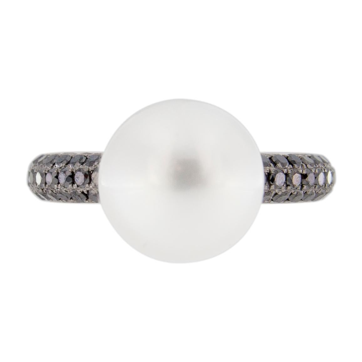 Alex Jona White South Sea Pearl Dangling Charm 18 Karat White Gold Ring For Sale 1
