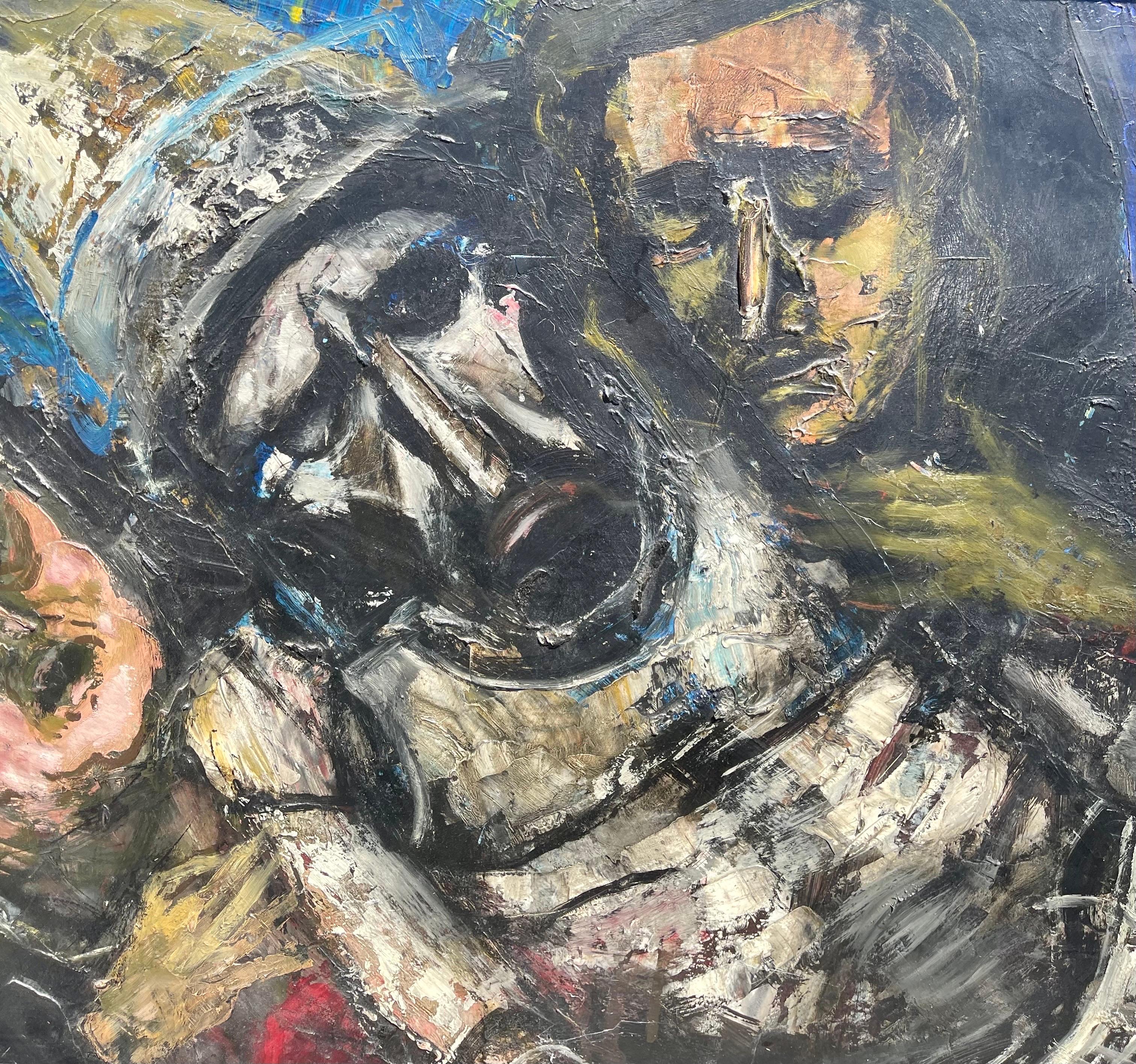 Grande peinture à l'huile expressionniste figurative Redécouverte d'un artiste de la ville de New York en vente 5