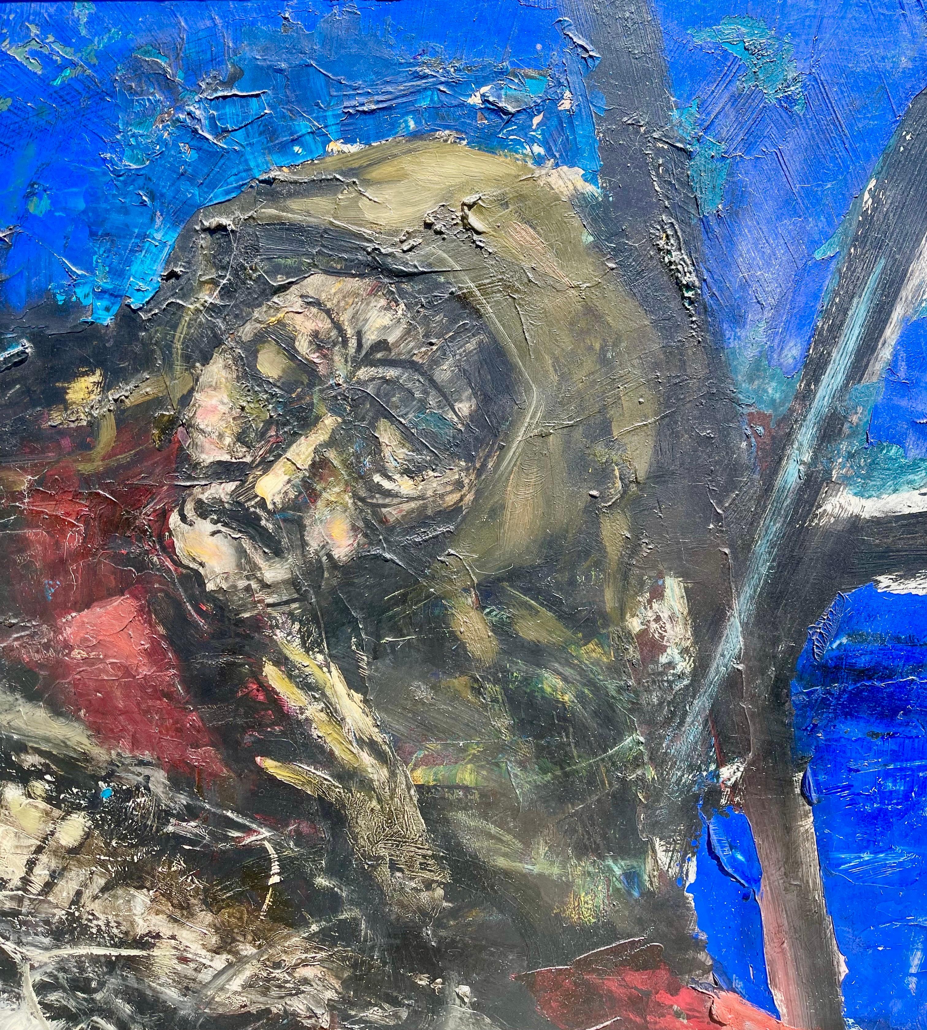 Grande peinture à l'huile expressionniste figurative Redécouverte d'un artiste de la ville de New York en vente 6