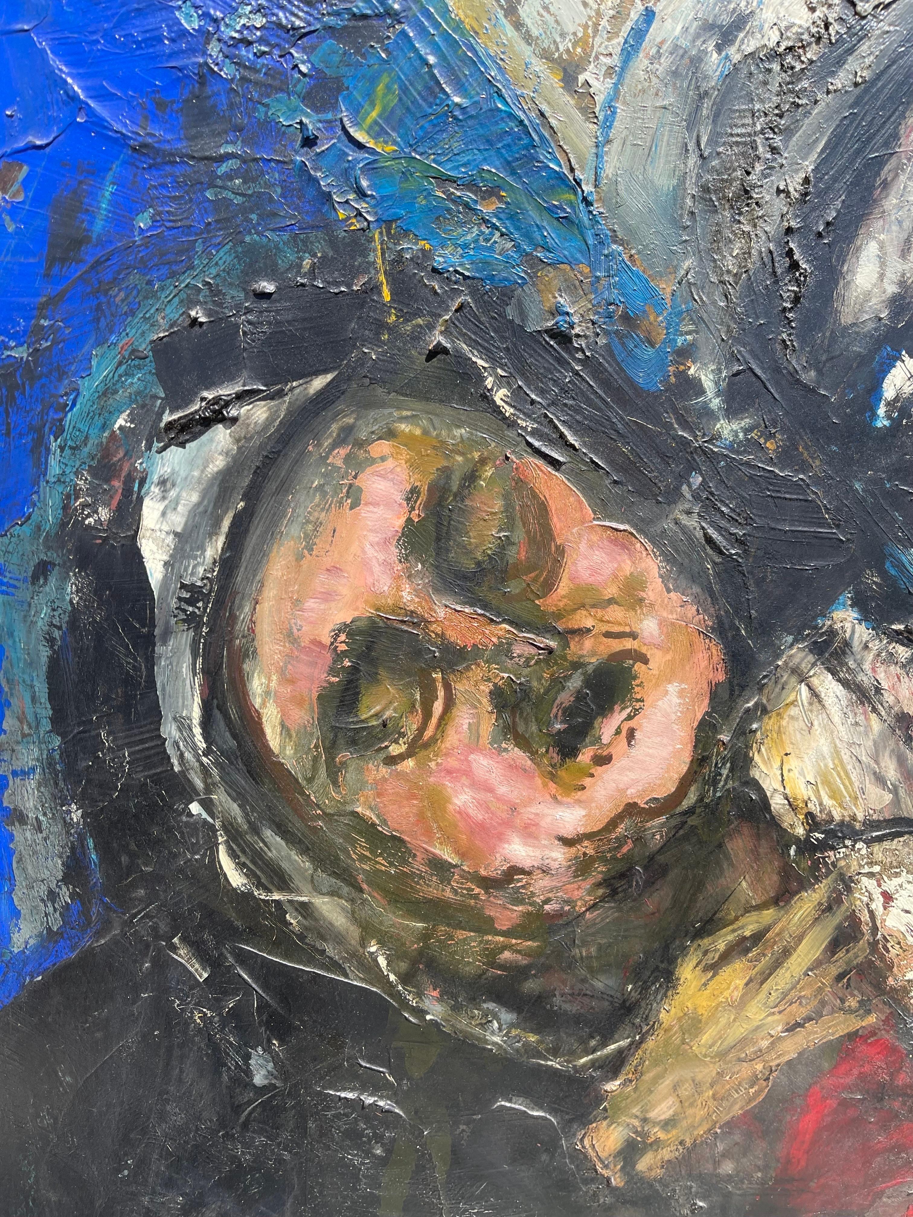 Grande peinture à l'huile expressionniste figurative Redécouverte d'un artiste de la ville de New York en vente 7