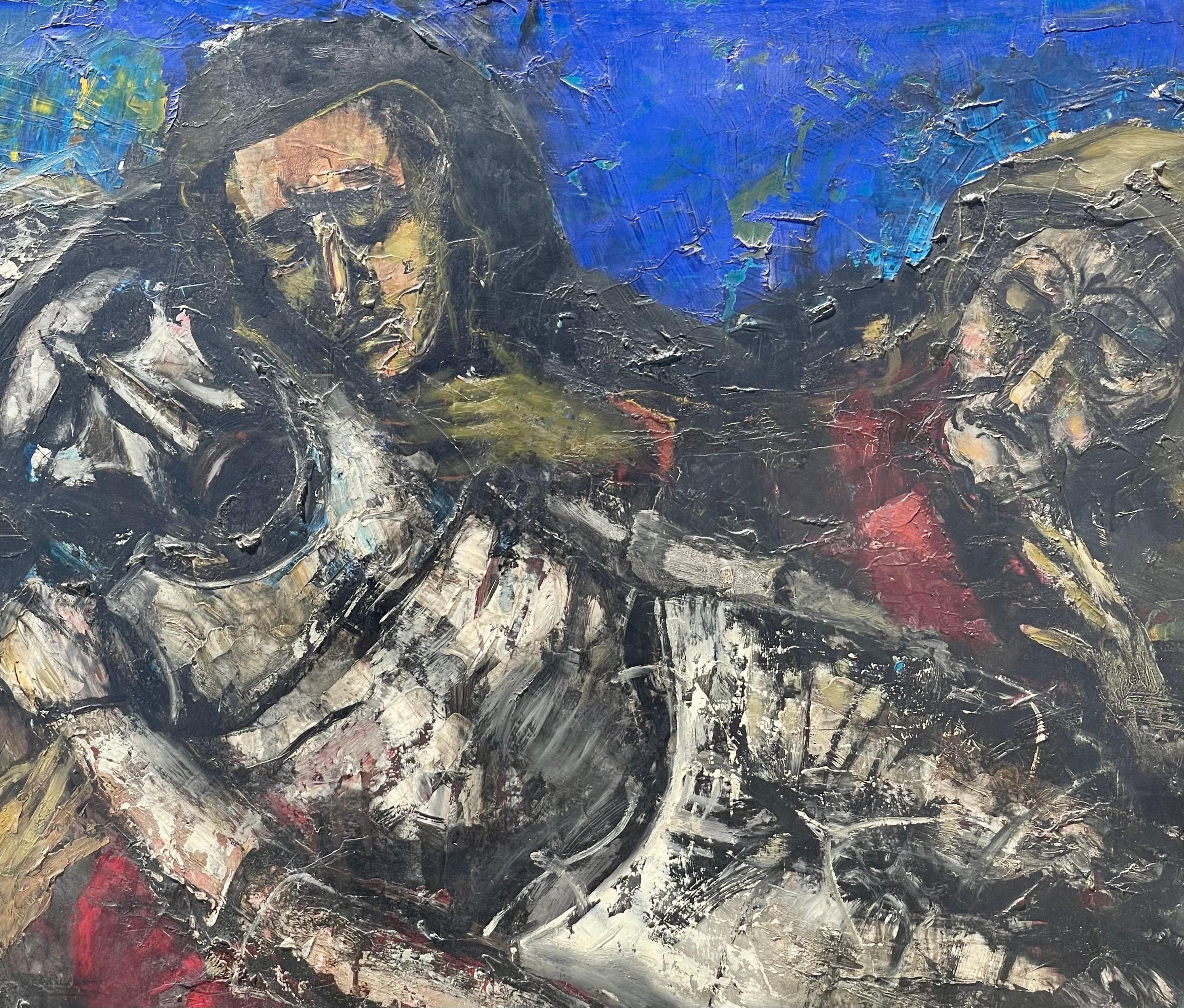 Grande peinture à l'huile expressionniste figurative Redécouverte d'un artiste de la ville de New York - Painting de Jonah Kinigstein