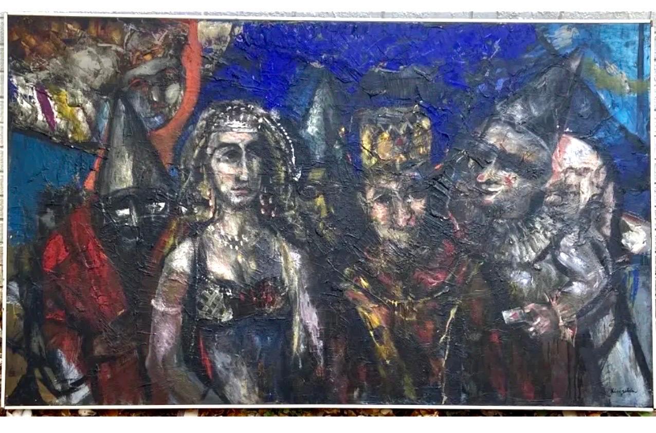 Großes figuratives expressionistisches Ölgemälde Wiederentdeckter Künstler aus New York City (Schwarz), Portrait Painting, von Jonah Kinigstein