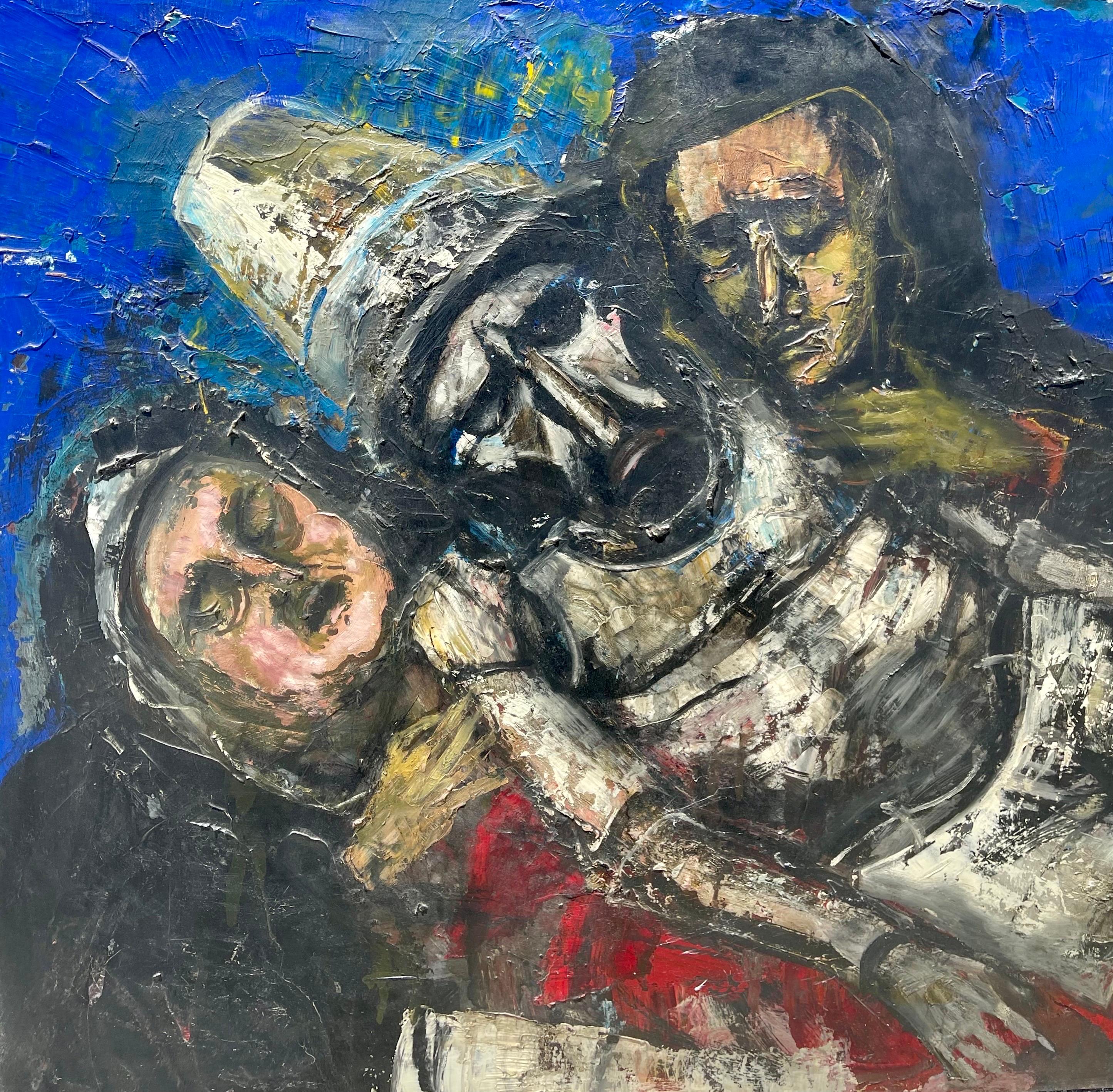 Grande peinture à l'huile expressionniste figurative Redécouverte d'un artiste de la ville de New York en vente 1