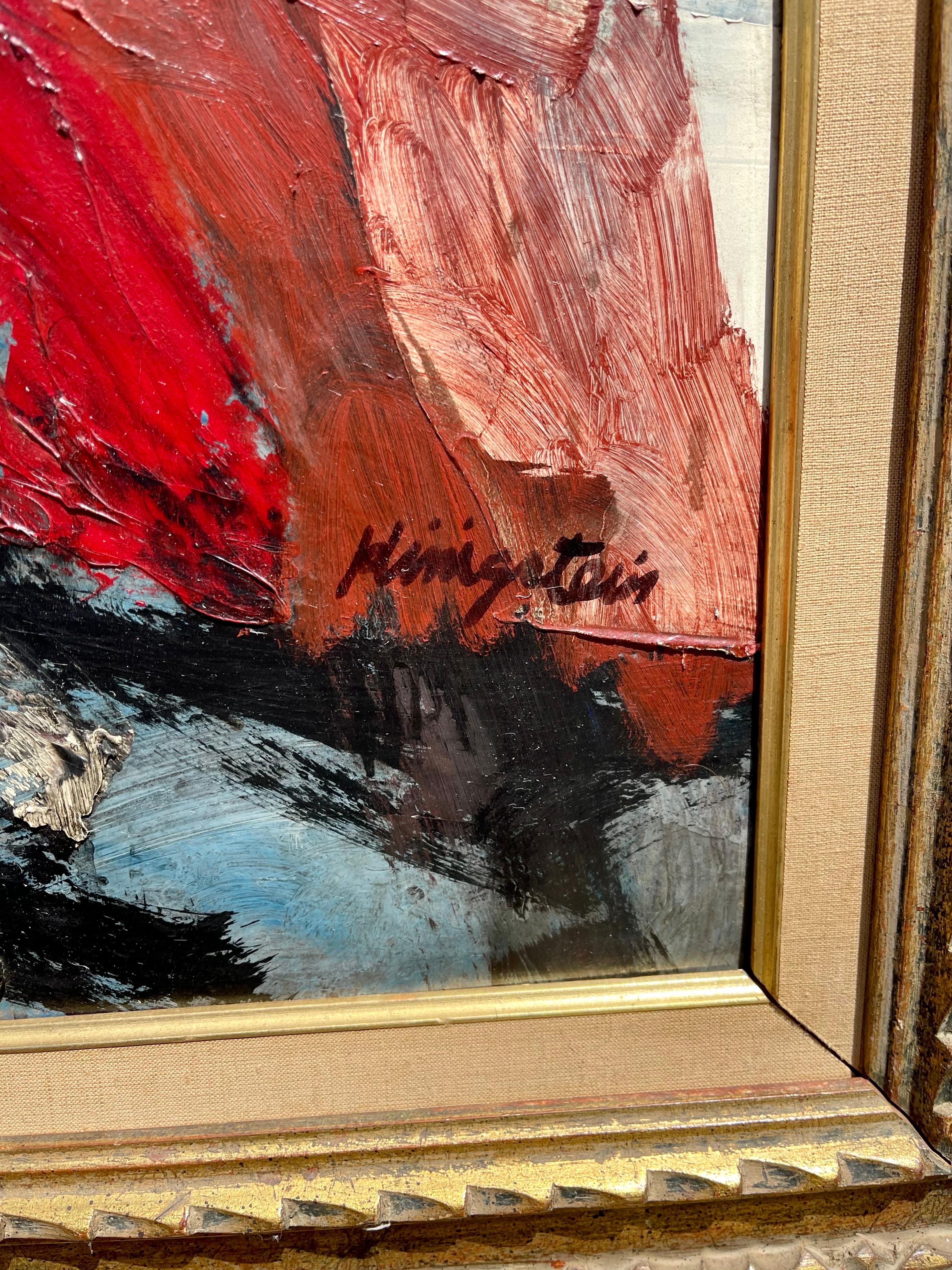 Grande peinture à l'huile expressionniste figurative Redécouverte d'un artiste de la ville de New York en vente 3