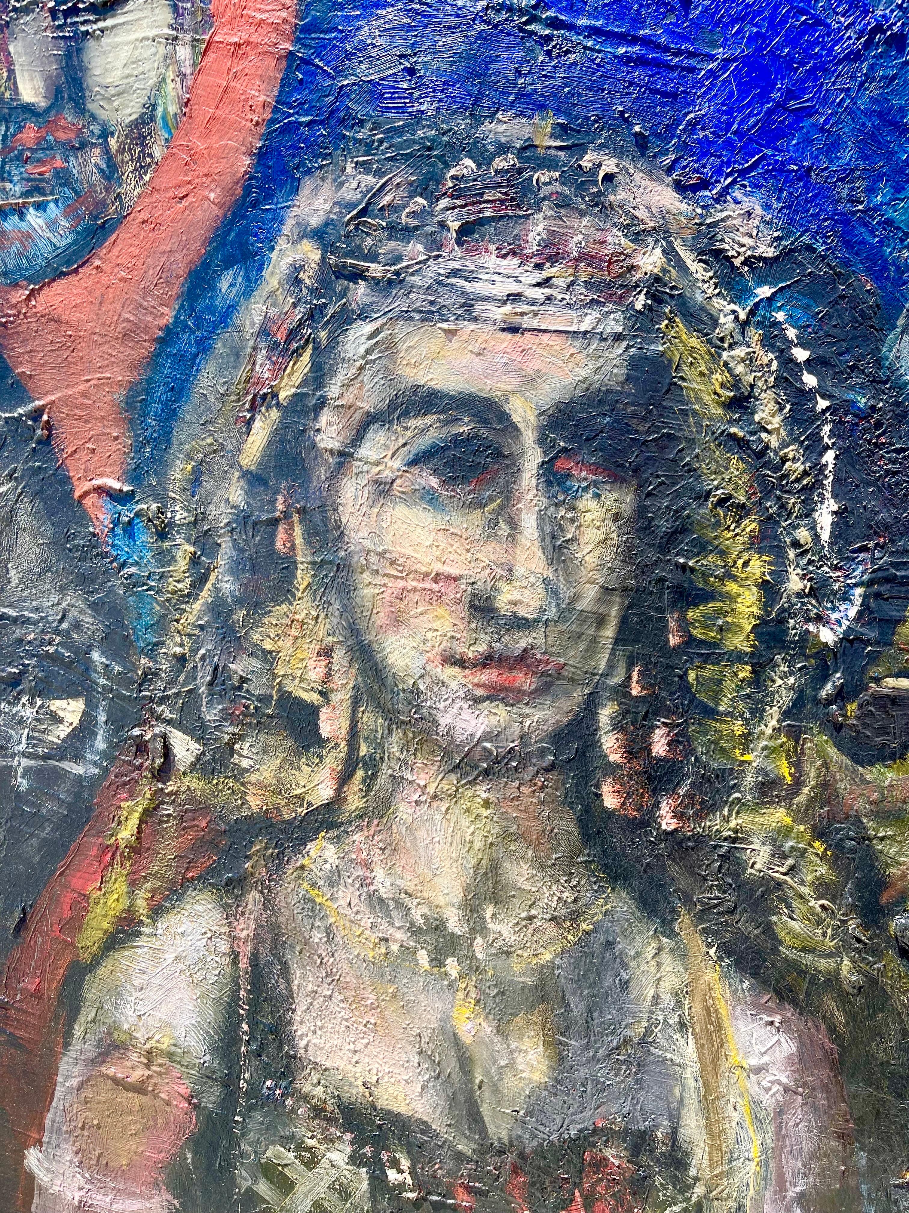 Großes figuratives expressionistisches Ölgemälde Wiederentdeckter Künstler aus New York City im Angebot 4