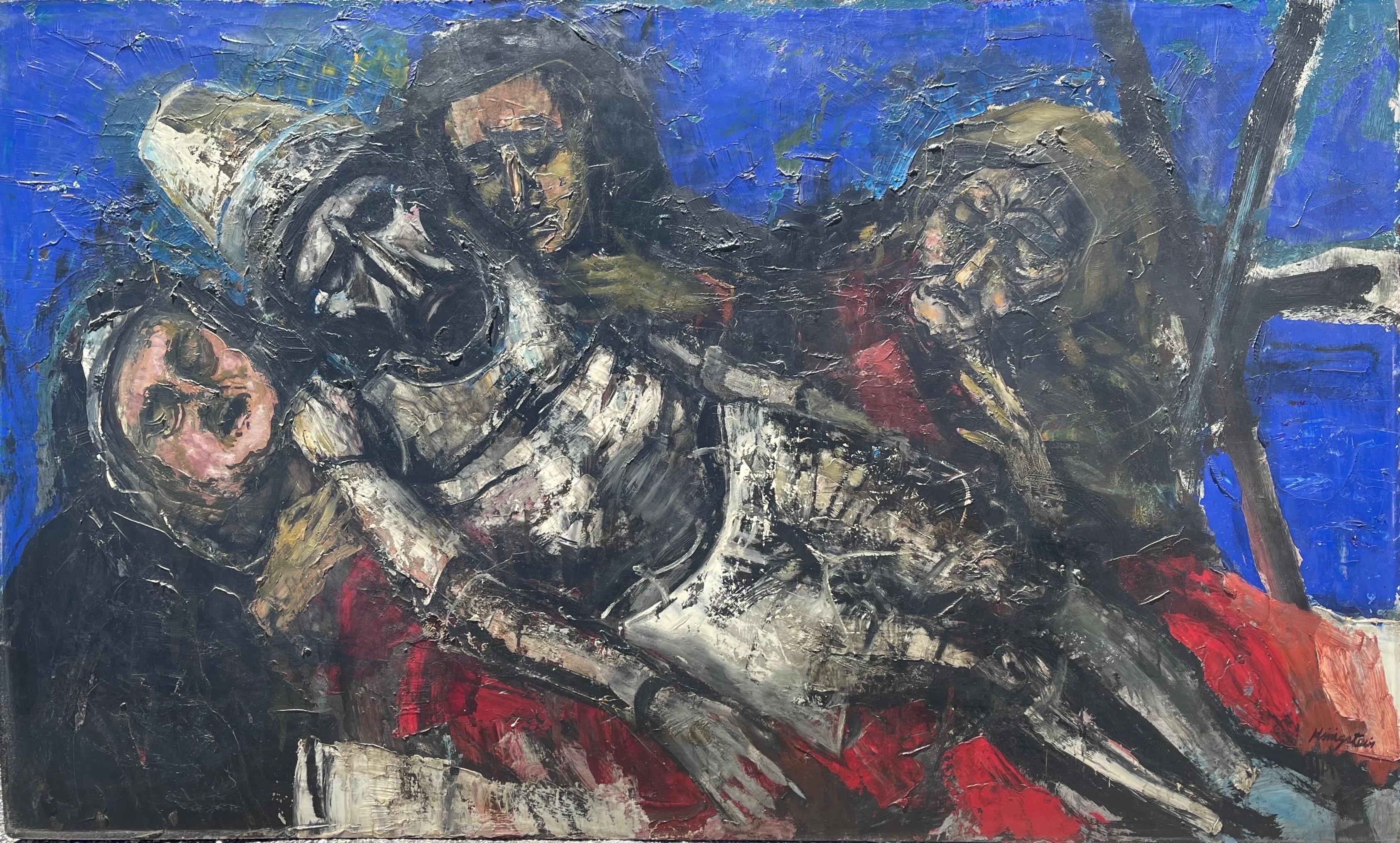 Portrait Painting Jonah Kinigstein - Grande peinture à l'huile expressionniste figurative Redécouverte d'un artiste de la ville de New York