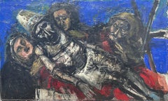 Gran pintura al óleo expresionista figurativa redescubierta de un artista neoyorquino