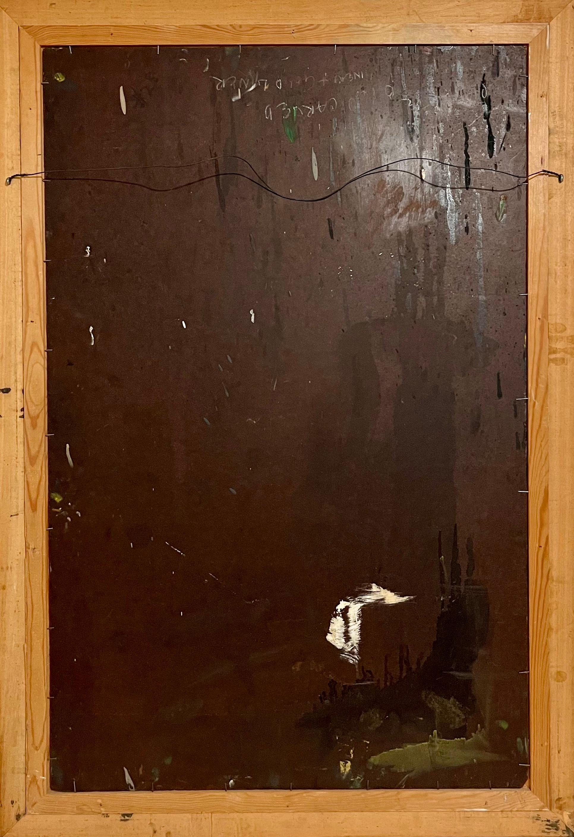 Gran Pintura al Óleo Judaica Rabino Redescubierto Artista NY Simchat Torá en venta 1