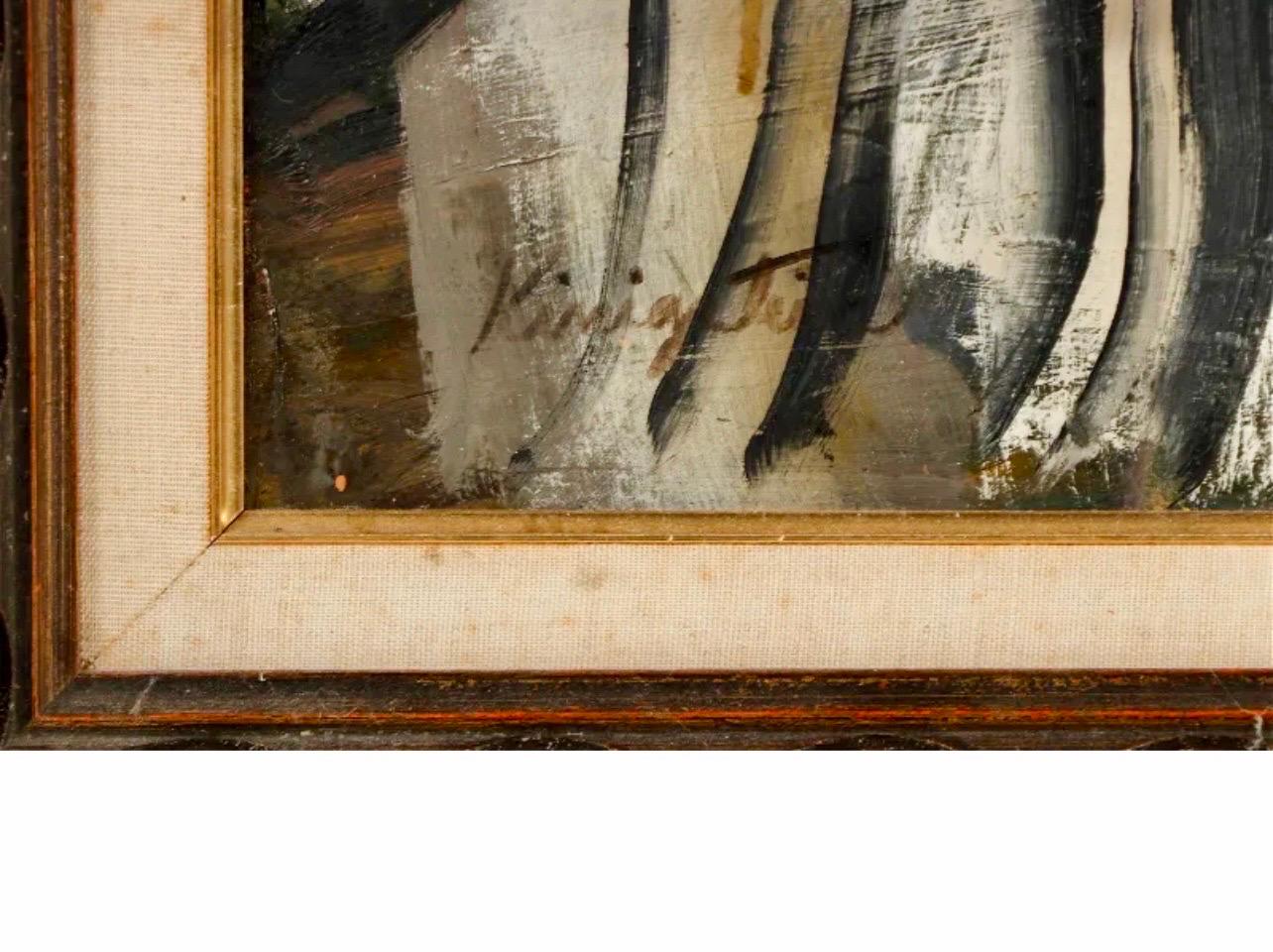 Gran Pintura al Óleo Judaica Rabino Redescubierto Artista NY Simchat Torá en venta 2