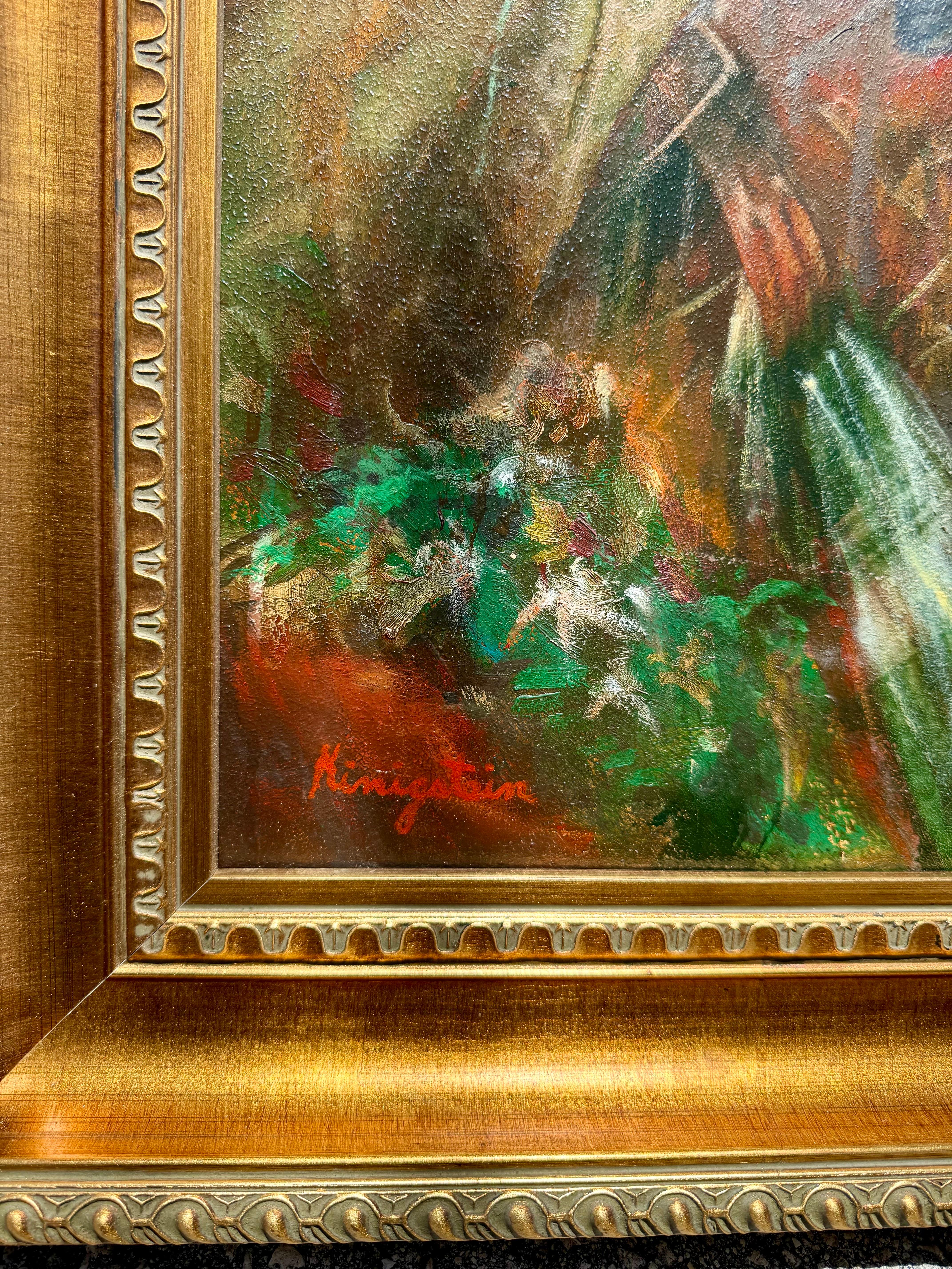 Grande peinture à l'huile Scène de cirque Clowns Redécouverte NY Artiste Jonah Kinigstein en vente 12