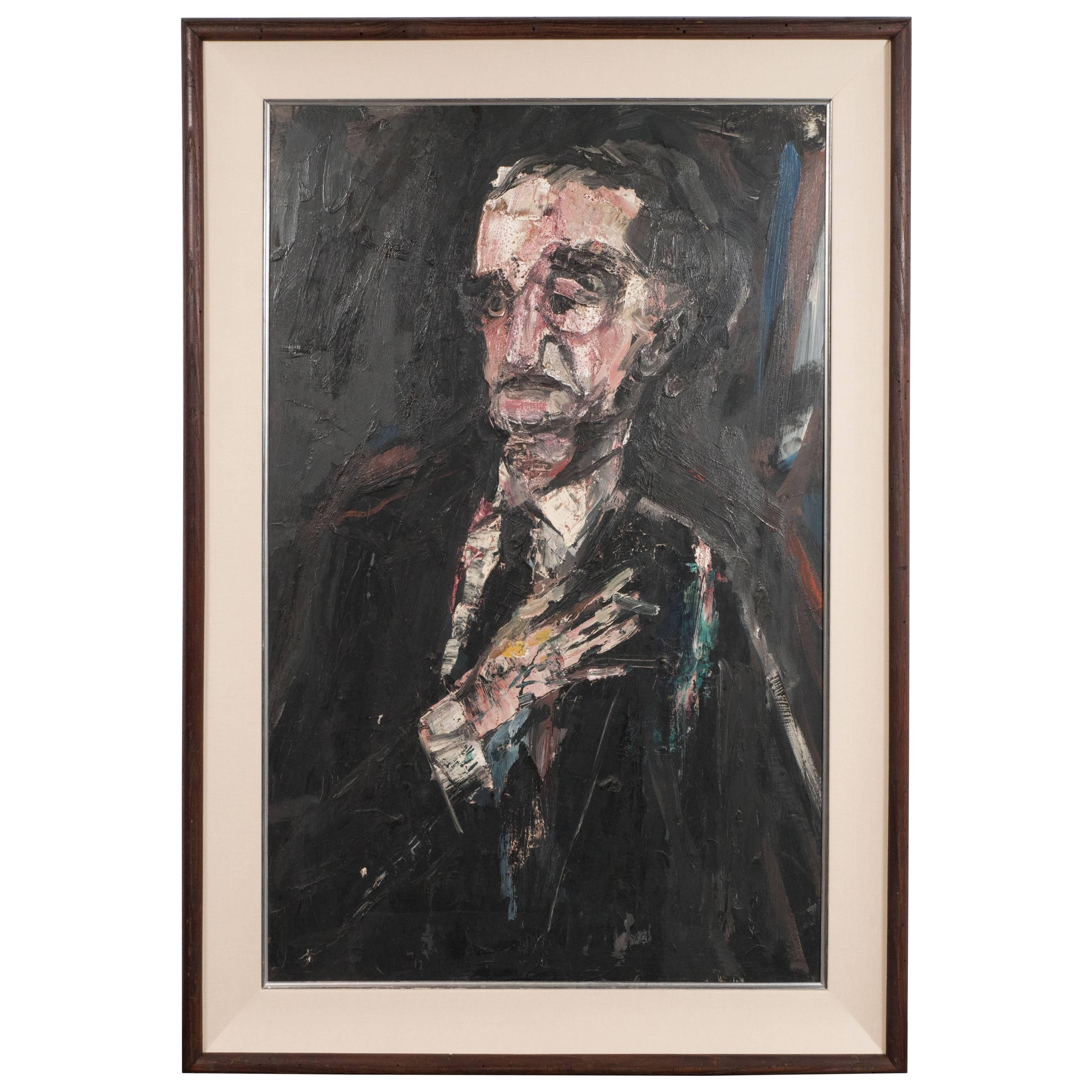 Jonah Kinigstein Abstract Painting - Untitled- Suited Male Portrait